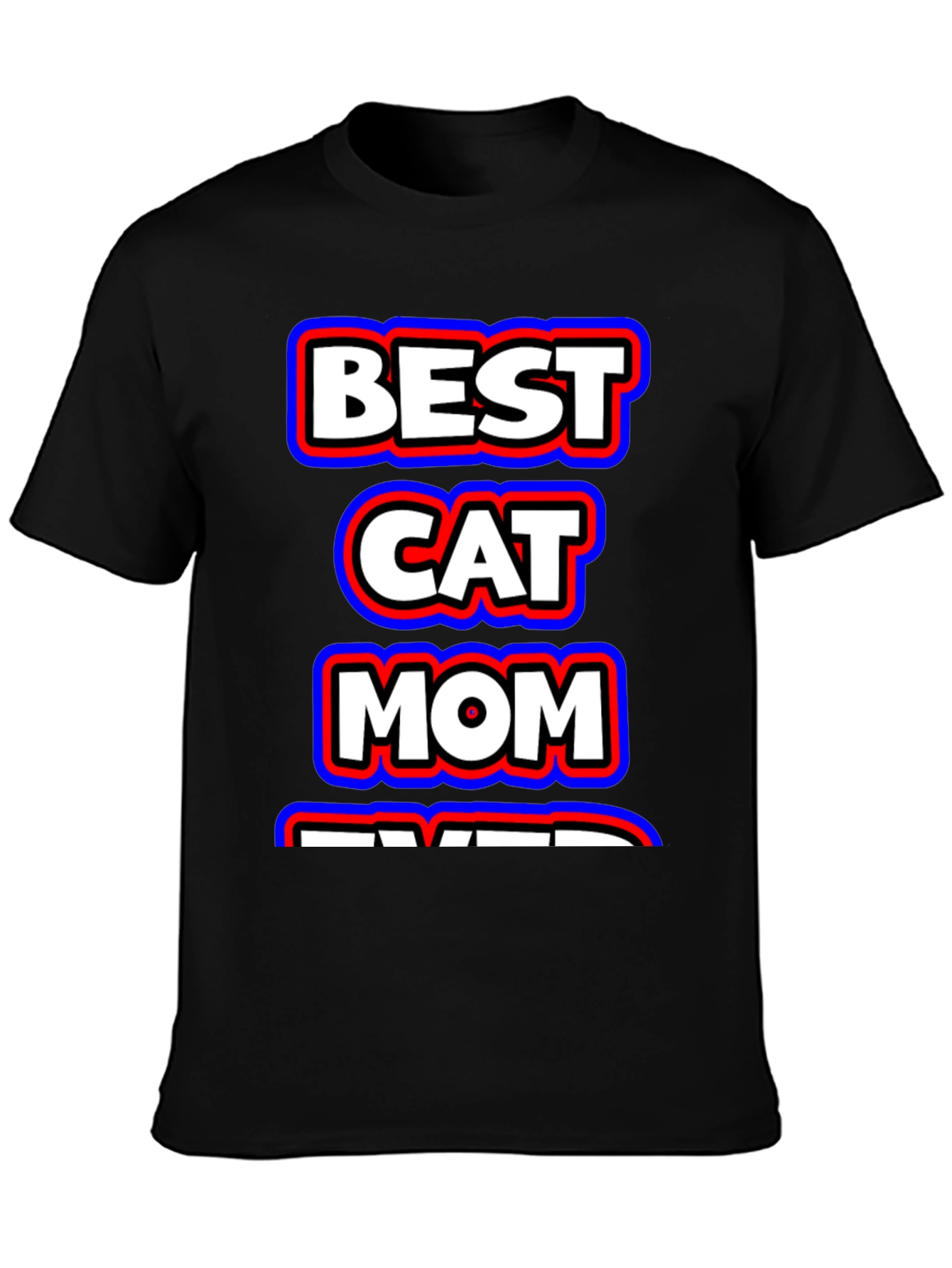 Black Best Cat Mom Ever Black Graphic T-Shirt view 3