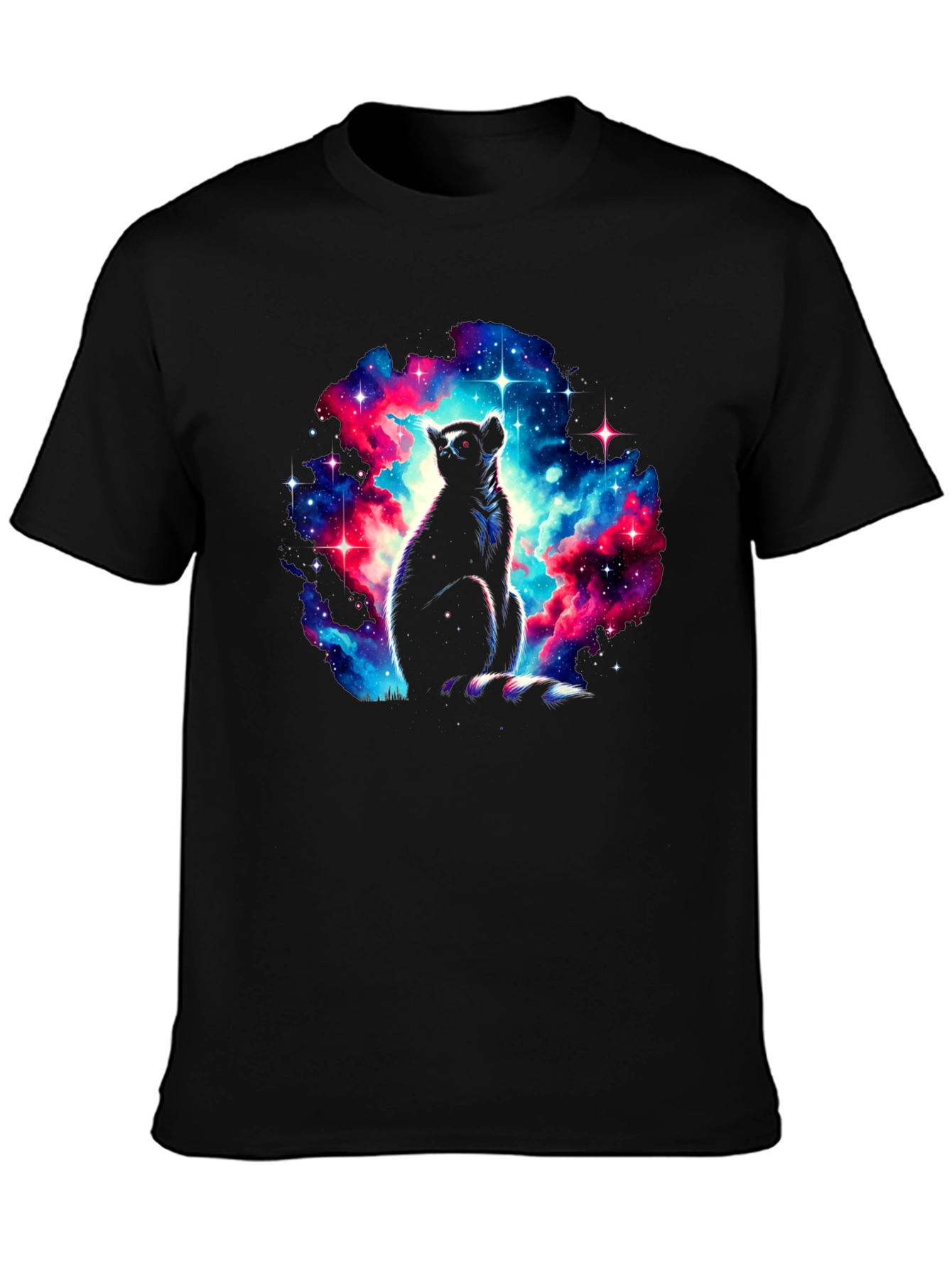 Black Cosmic Lemur Graphic T-Shirt - Galaxy Print view 3