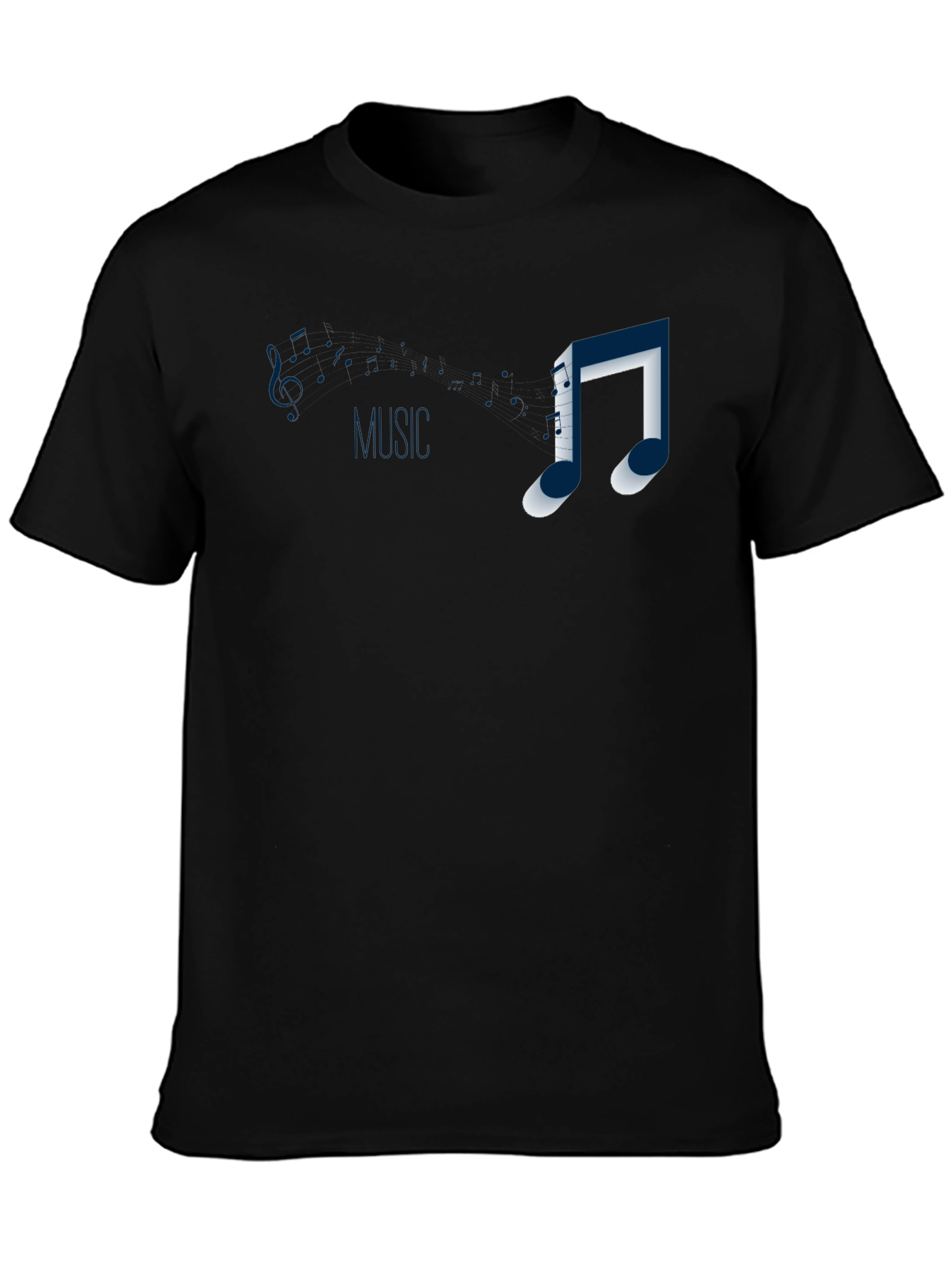 Black Music Note Graphic T-Shirt - Casual Style view 3