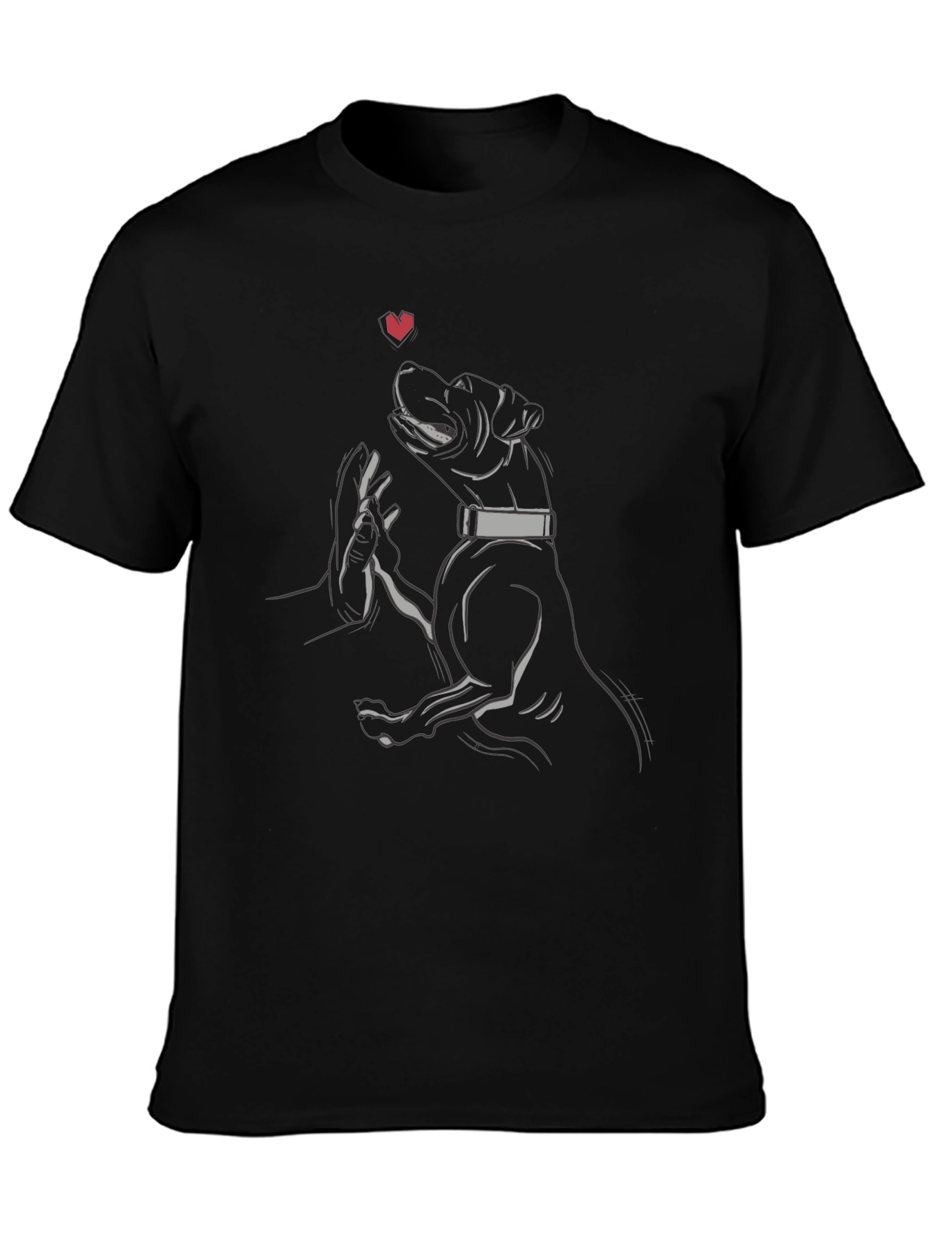 Black Dog Love T-Shirt, Heart, Pet Owner Gift view 3