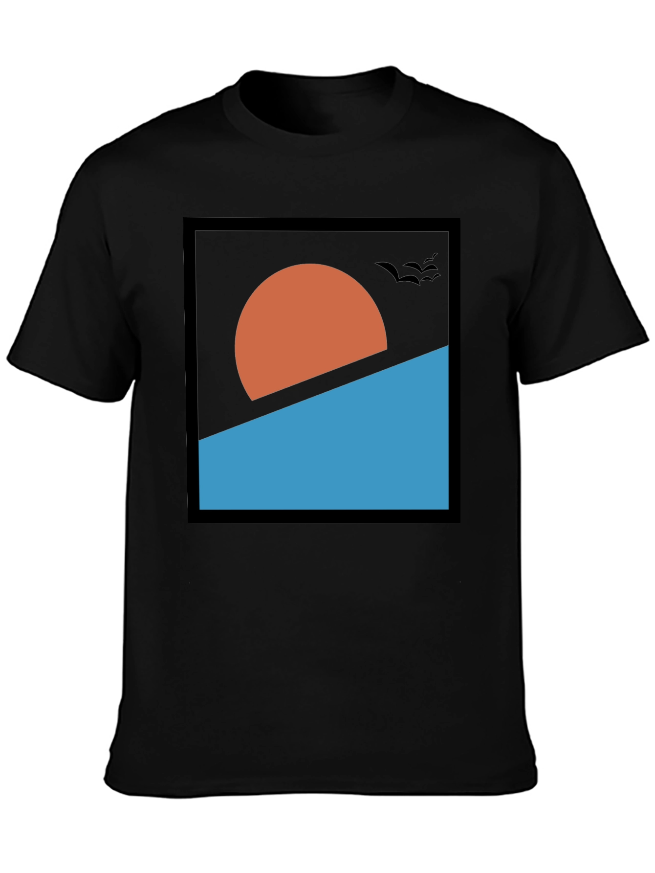 Black Abstract Sunset Graphic Tee - Modern Design view 3