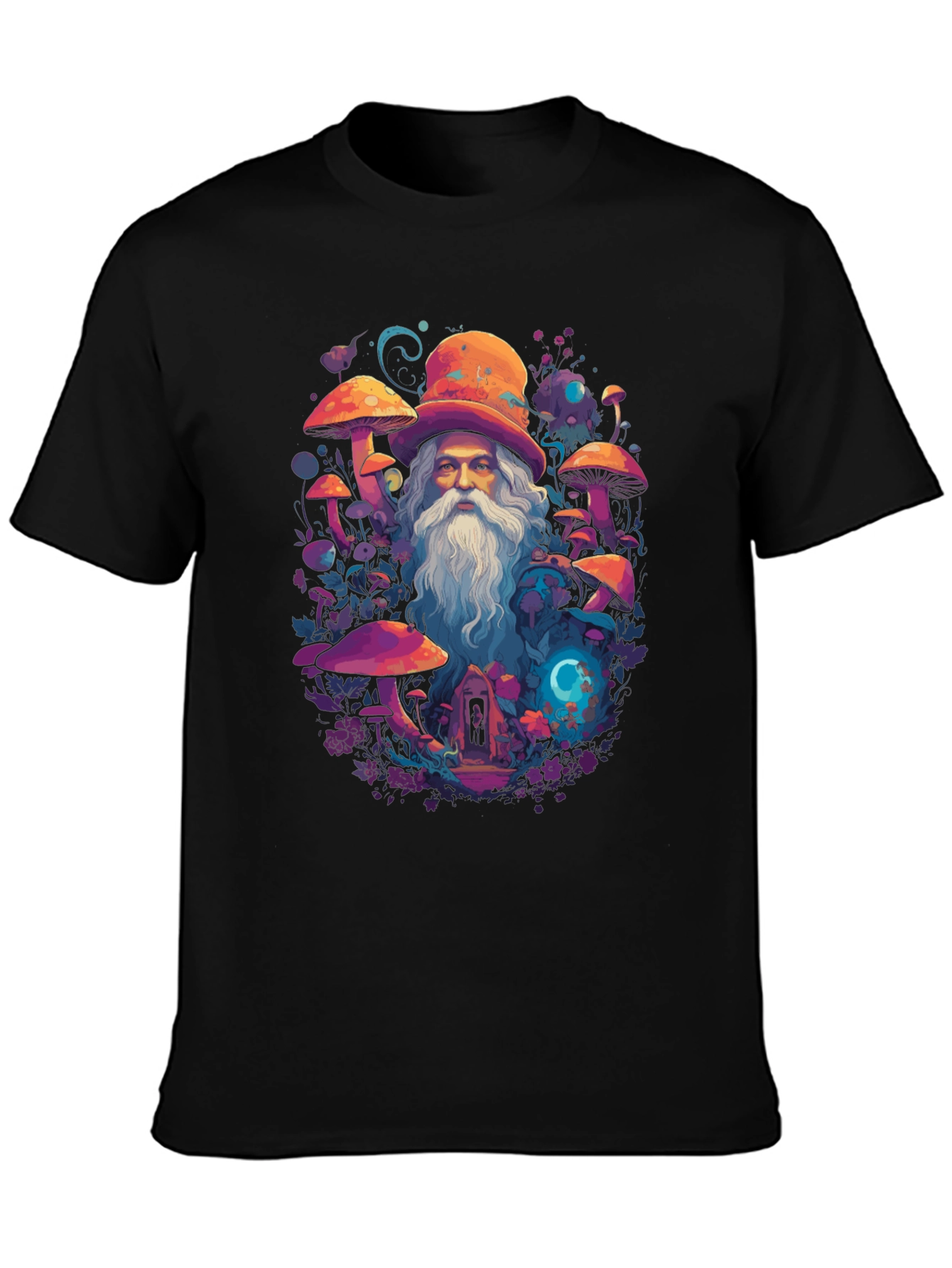 Black Wizard Mushroom Graphic Tee view 3