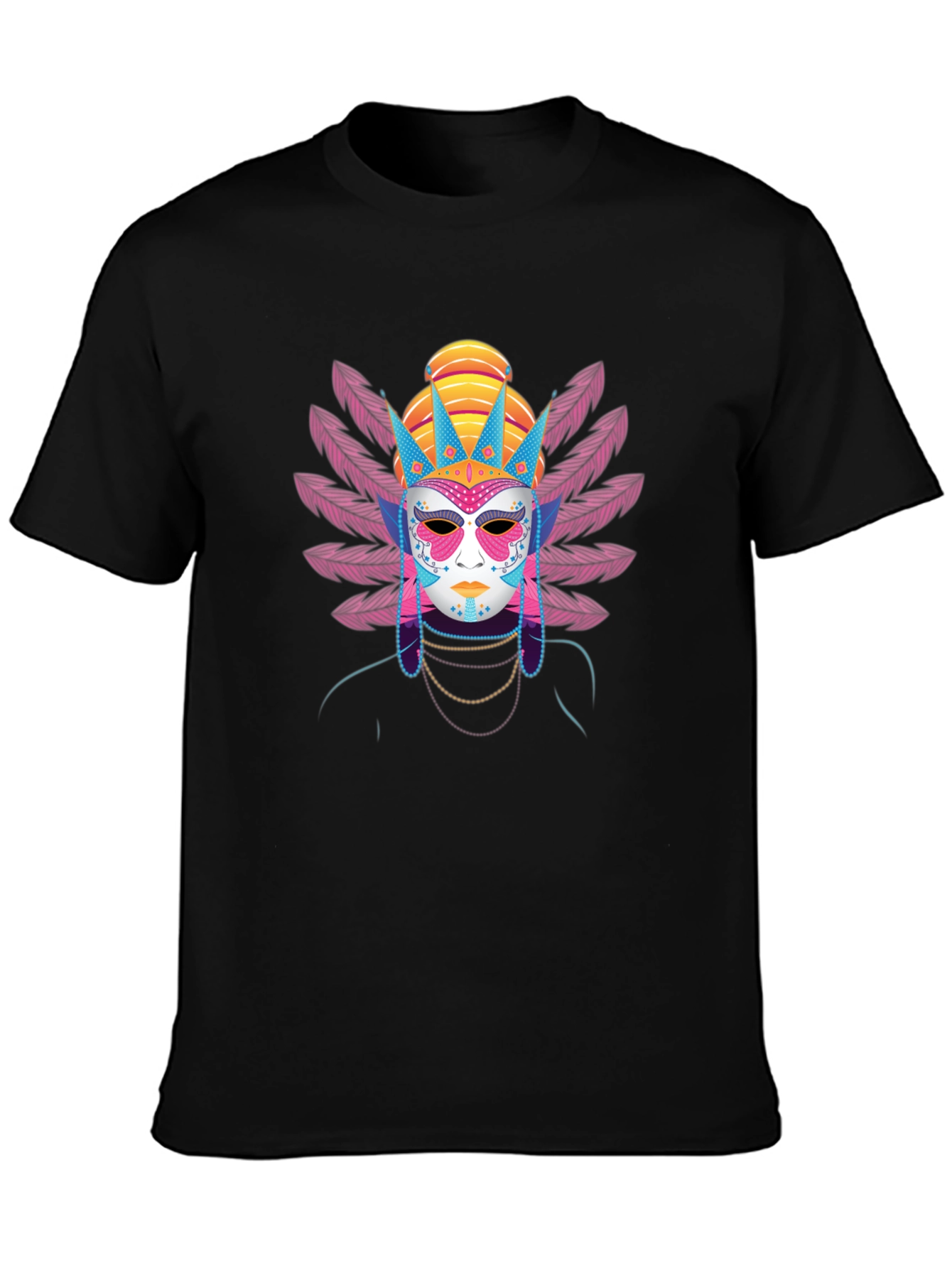 Black Masked Festival Graphic Tee - Unique Design view 3