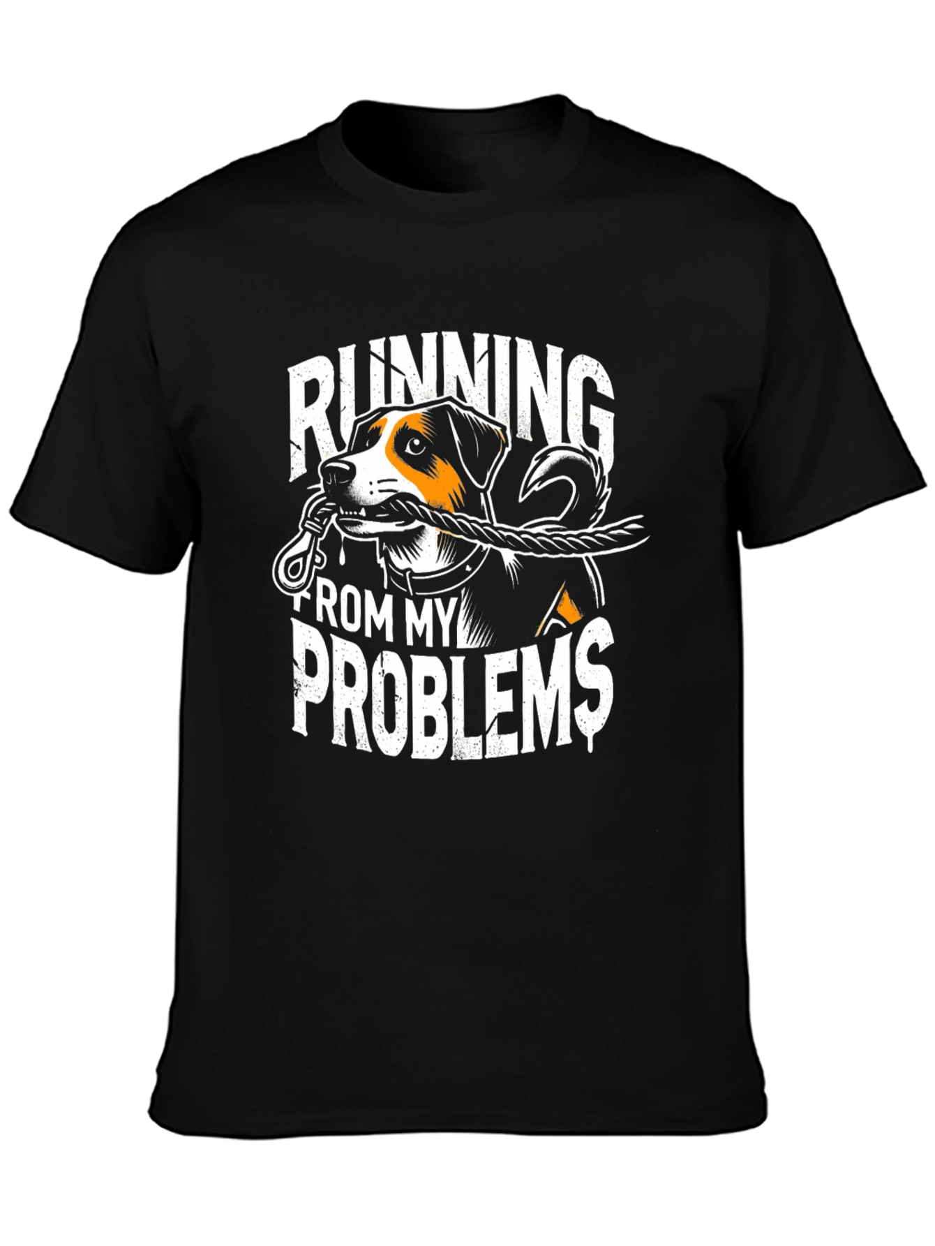 Black Running From My Problems Dog Graphic T-Shirt view 3