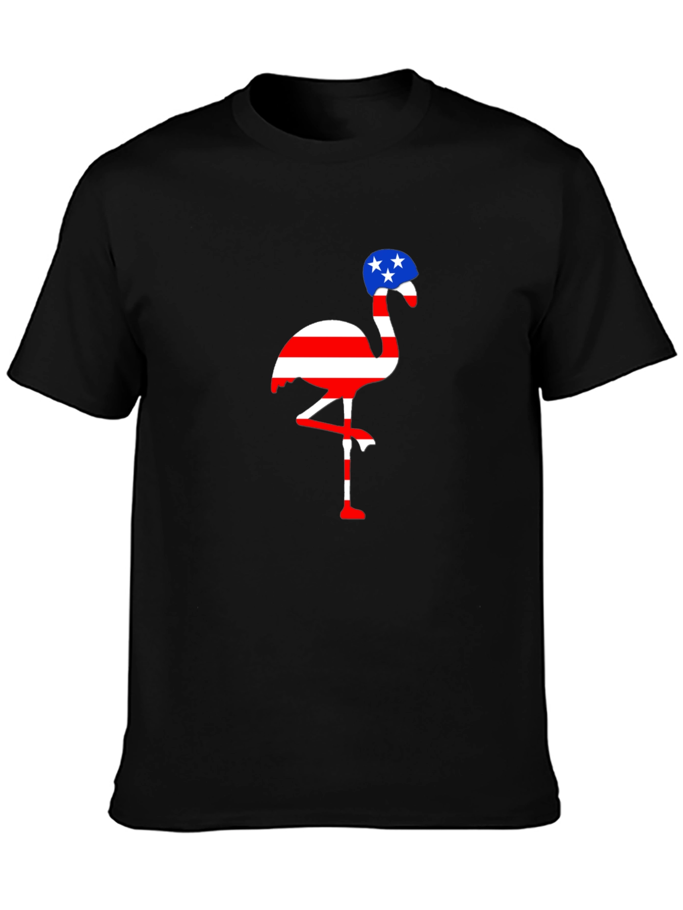 Black Patriotic Flamingo T-Shirt, American Flag Design view 3