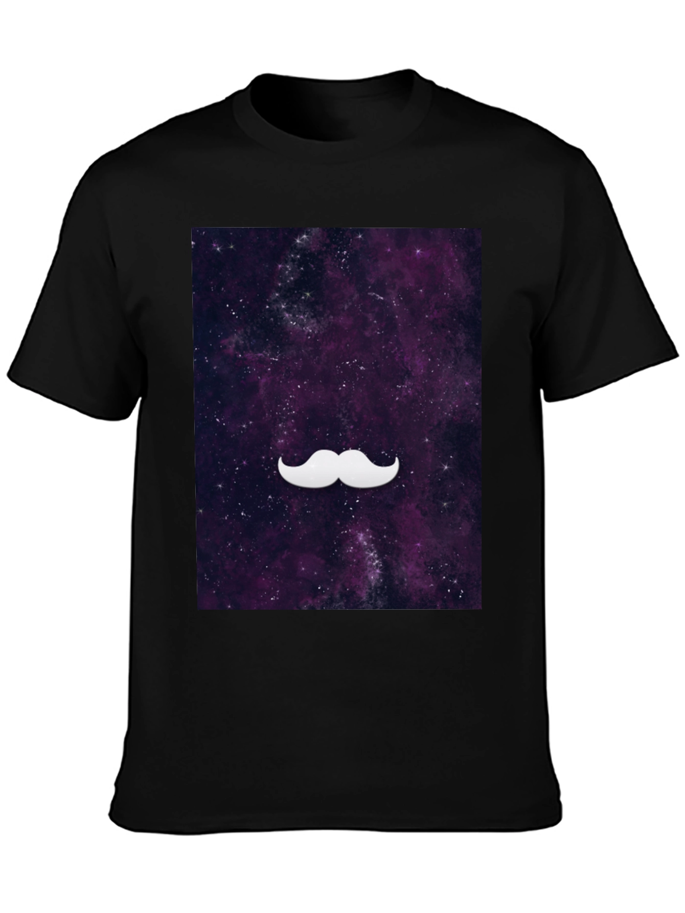 Black Galaxy Mustache Graphic Tee - Stylish Black Cotton T-Shirt view 3