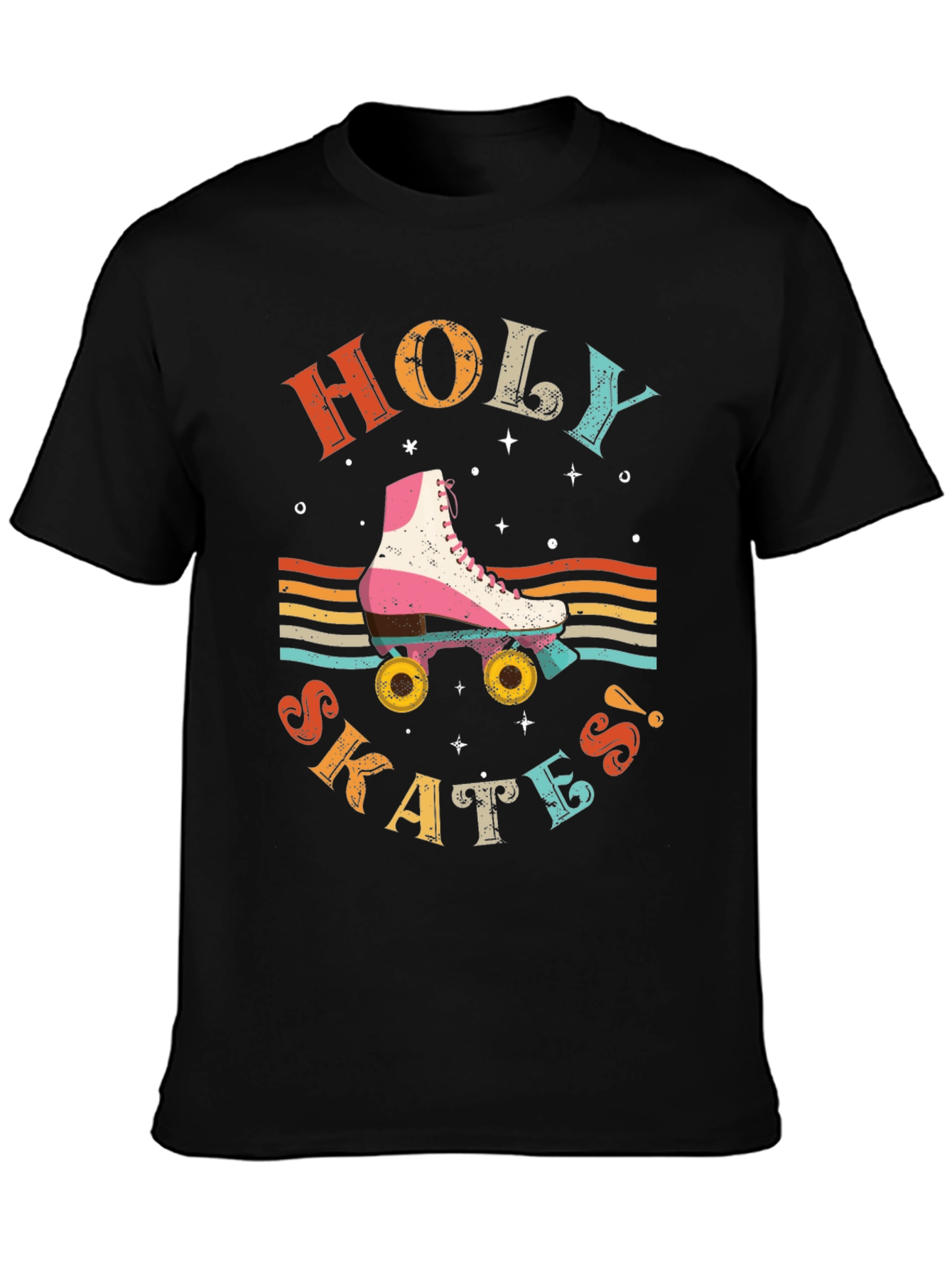 Black Retro Holy Skates Graphic T-Shirt view 3