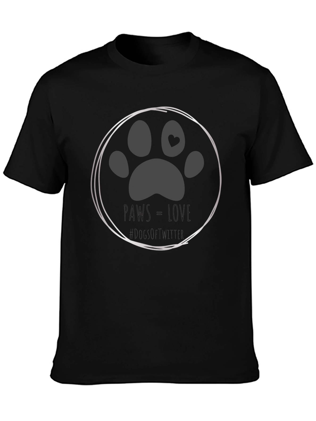 Black Paws Love Dog T-Shirt - Soft Cotton Tee view 3