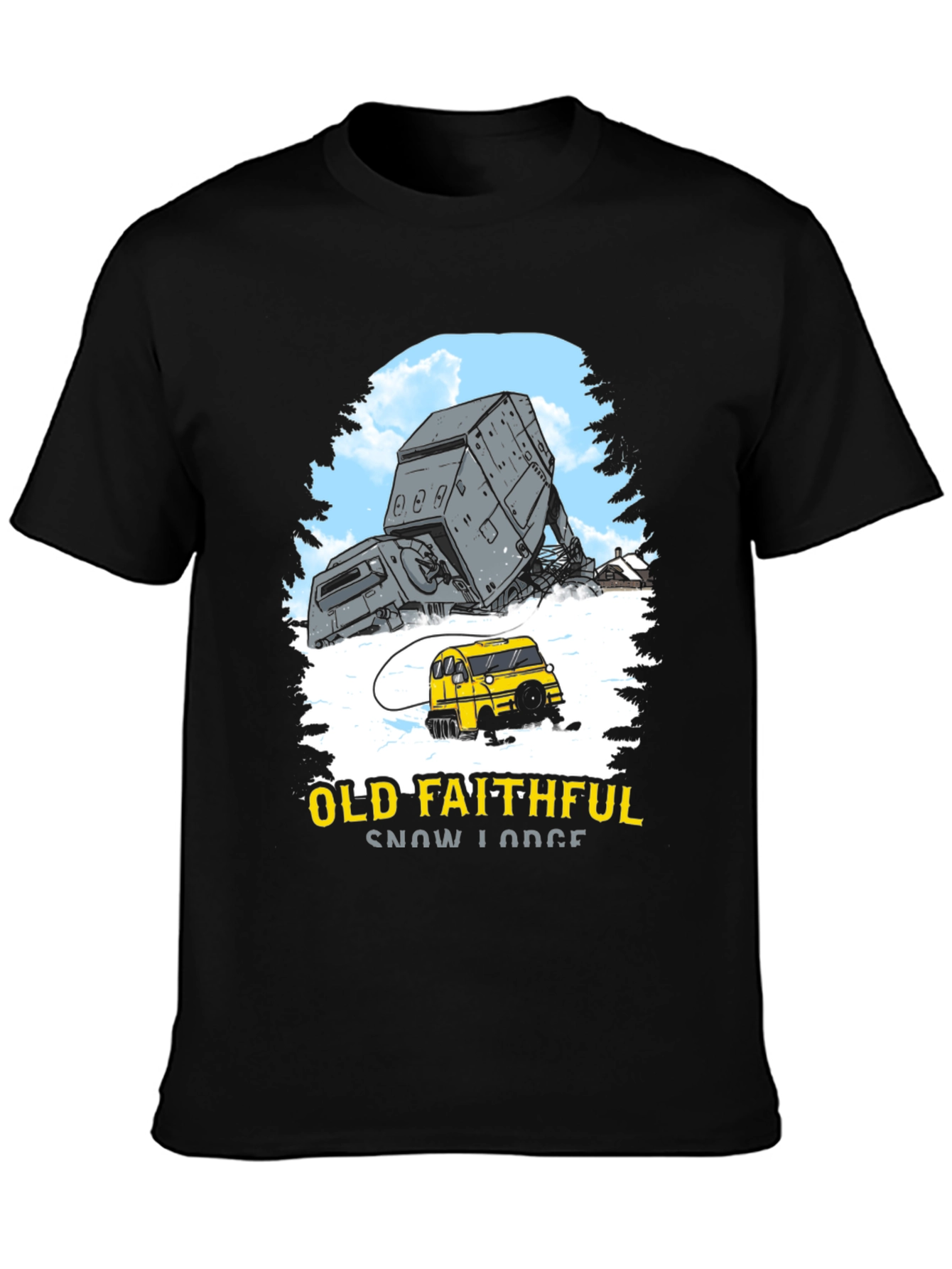 Black Old Faithful Snow Lodge Graphic Tee view 3