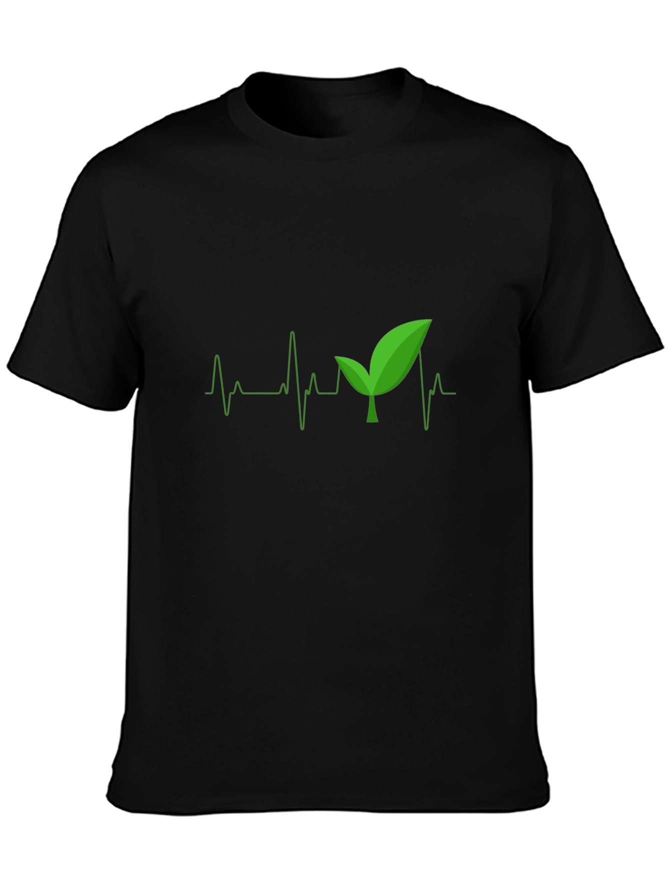 Black Nature Heartbeat T-Shirt - Eco Friendly Tee view 3
