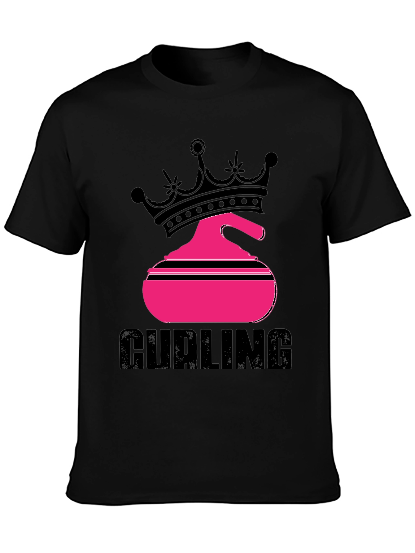 Black Curling Queen Black T-Shirt view 3