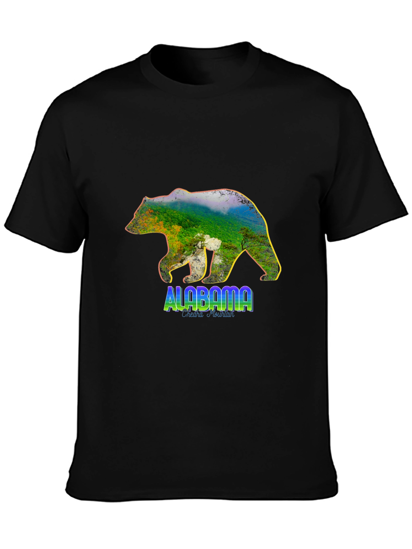 Black Alabama Bear Graphic T-Shirt - Men's Black Crew Neck view 3