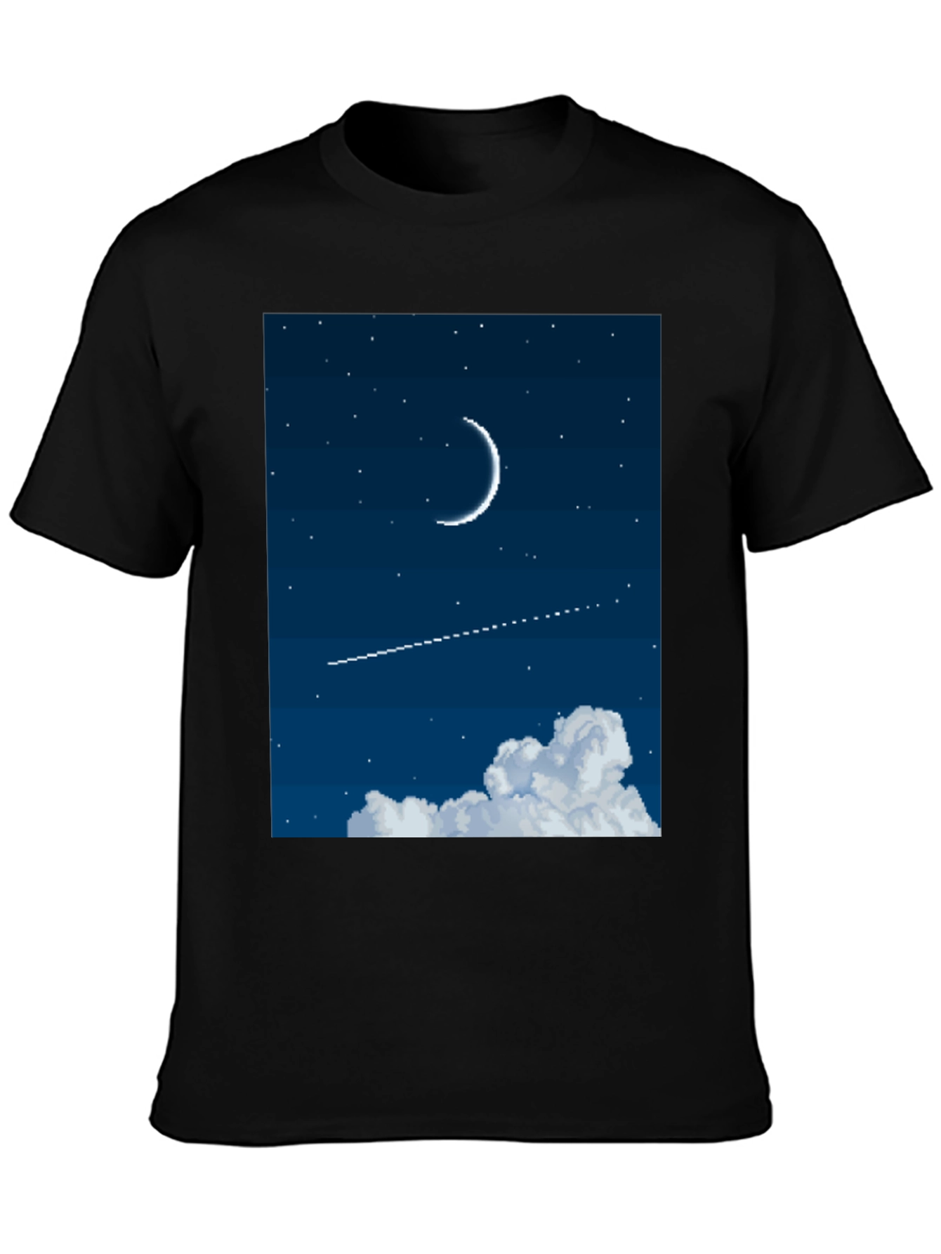 Black Pixel Moon Night Sky Black Tee view 3
