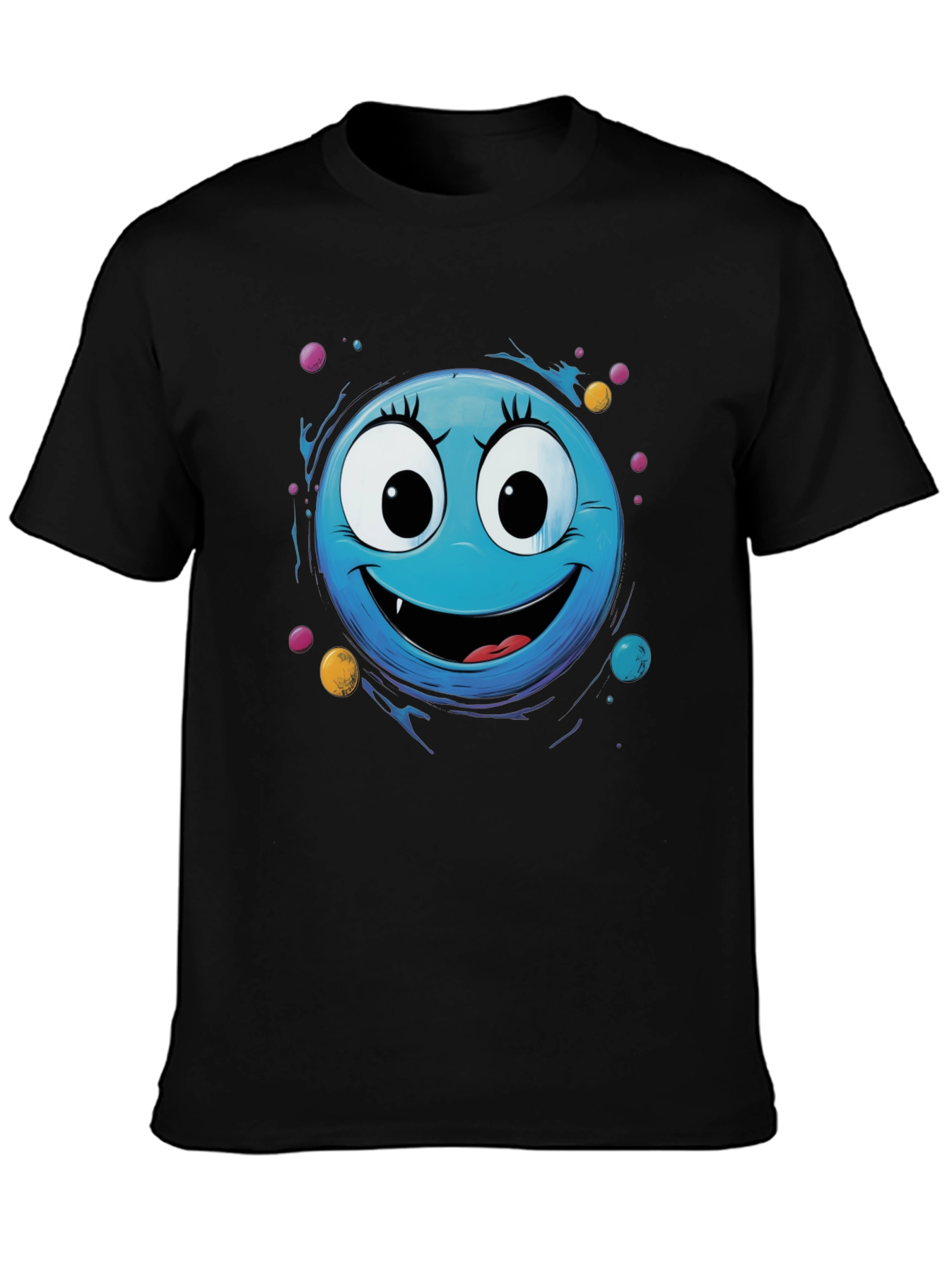 Black Blue Monster Face Graphic Tee view 3