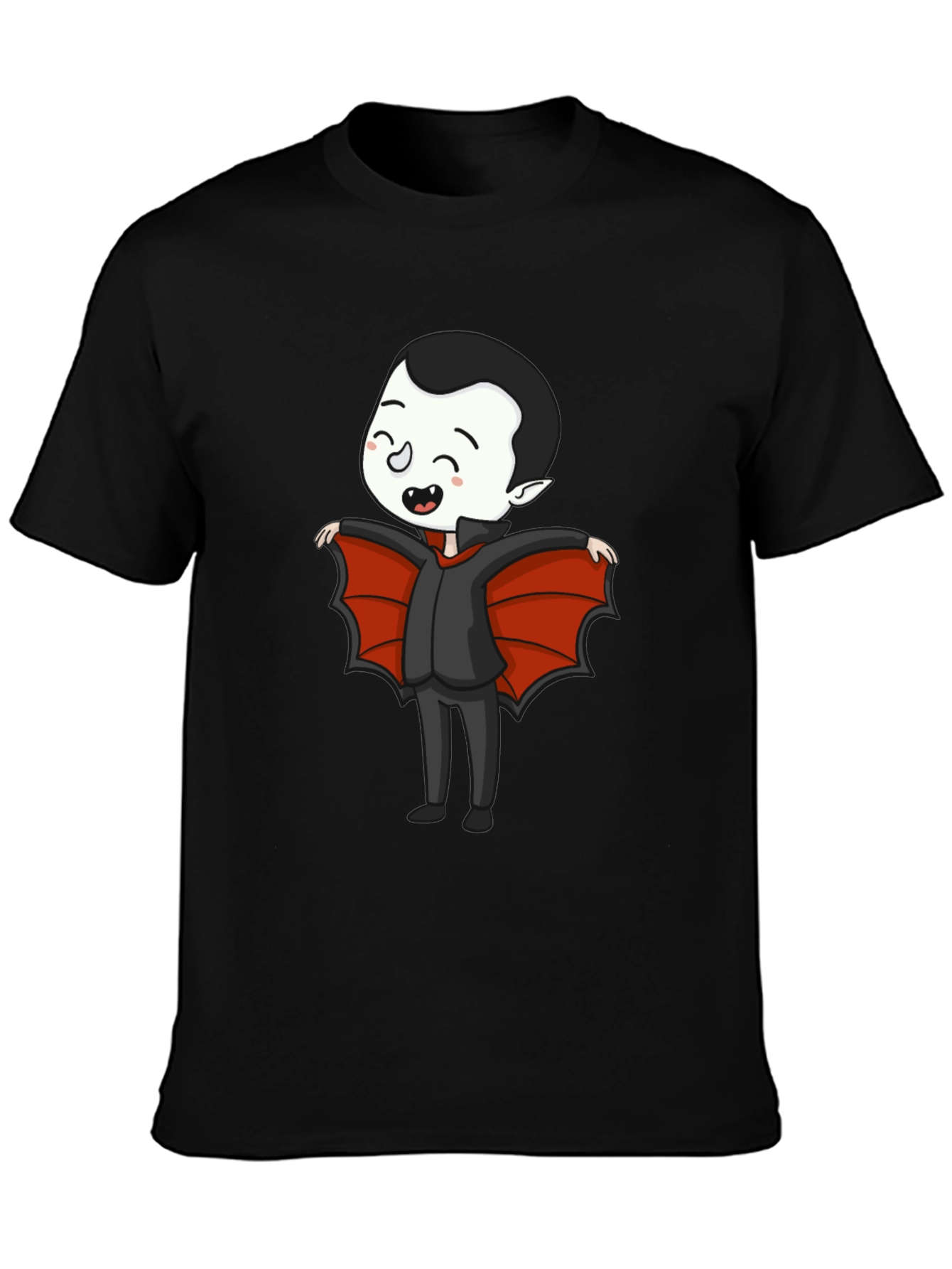 Black Cute Cartoon Vampire T-Shirt view 3