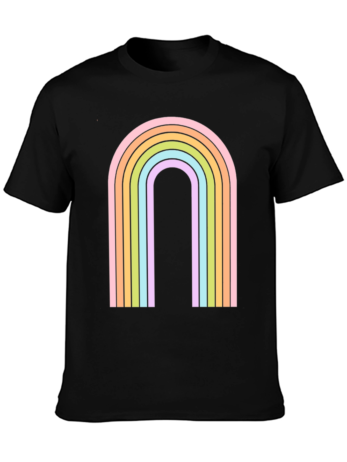 Black Retro Rainbow Arch Graphic Tee - Black view 3