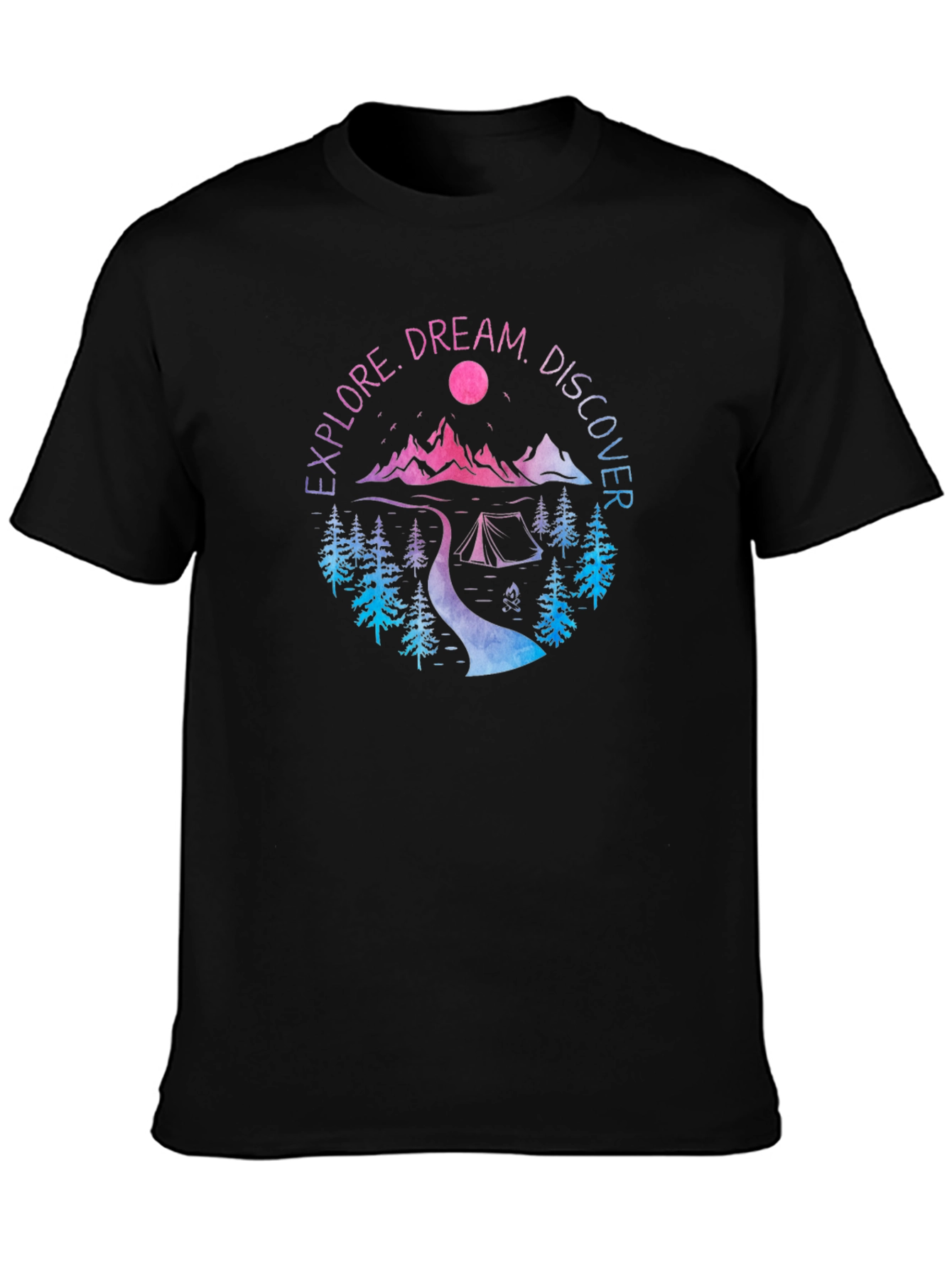 Black Explore Dream Discover Graphic Tee - Adventure Awaits! view 3