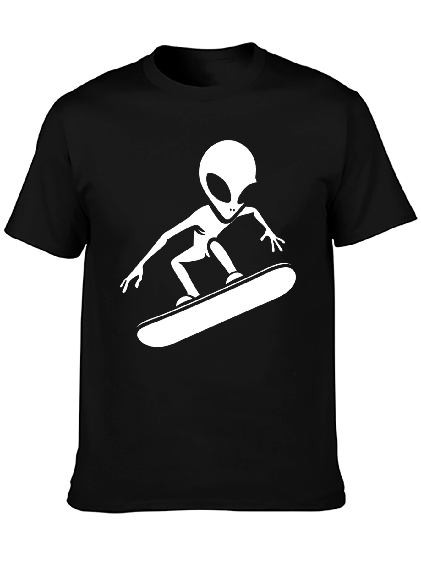 Black Alien Skateboarder Graphic Tee - Cool Casual Style view 3