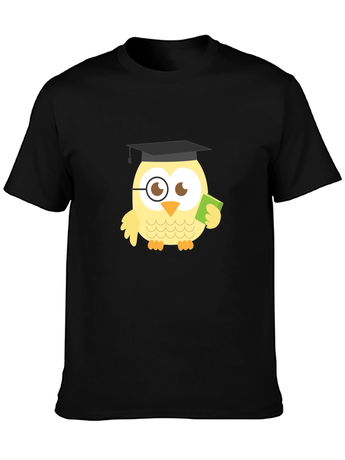 Black Funny Owl Grad Black T-Shirt view 3