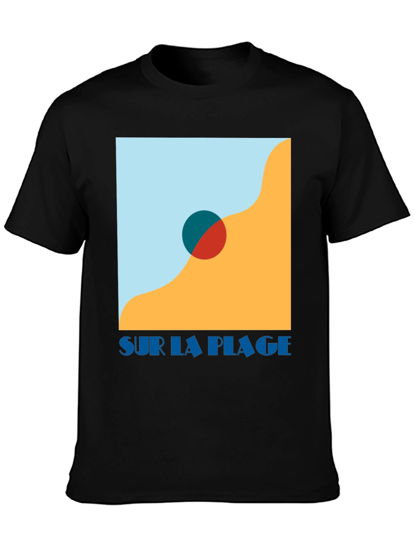 Black Sur La Plage Graphic Tee - Black Cotton T-Shirt view 3