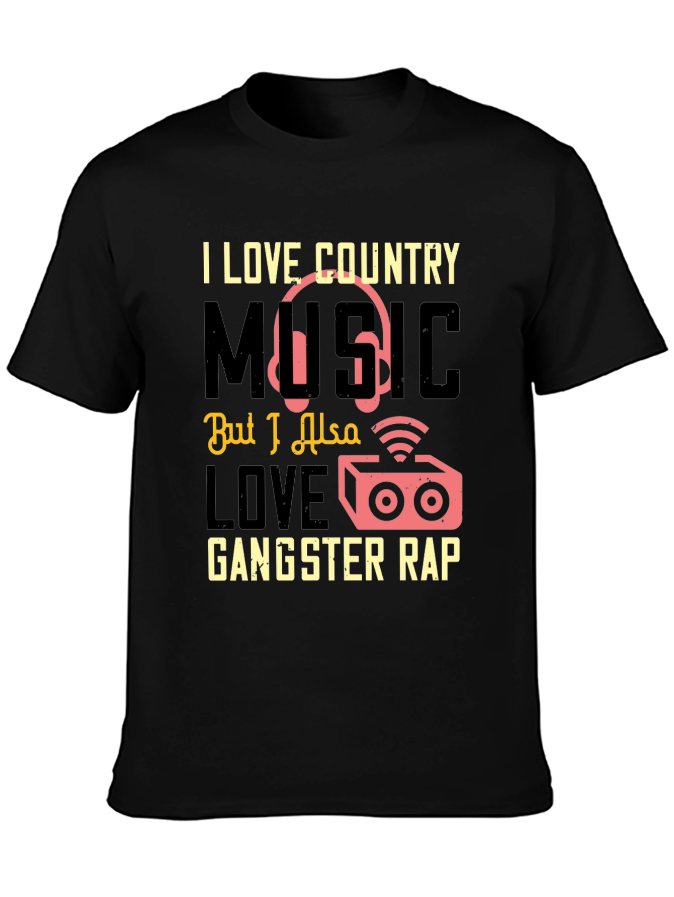Black Country Music & Gangster Rap Graphic T-Shirt view 3
