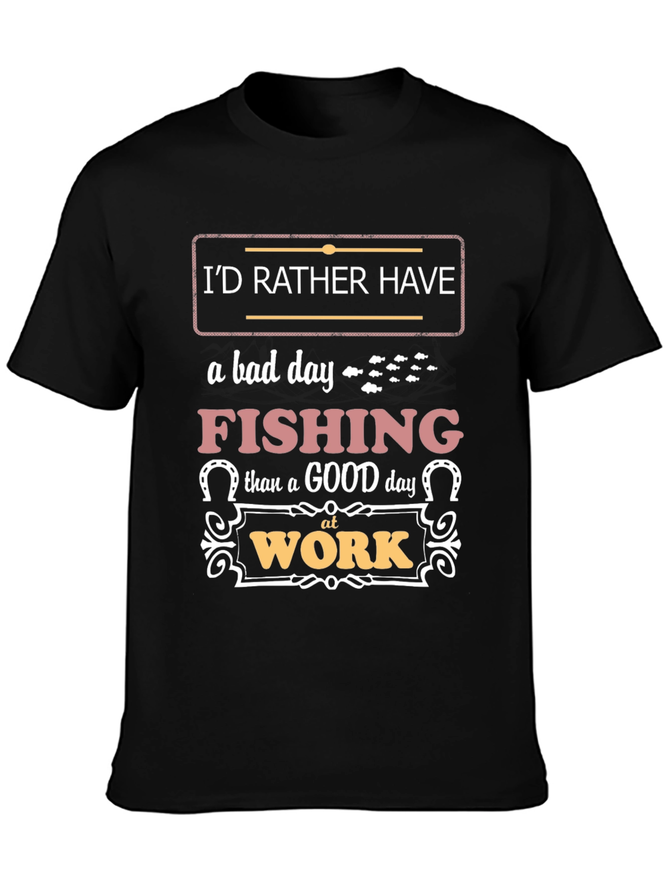 Black Fishing Over Work Graphic Tee view 3