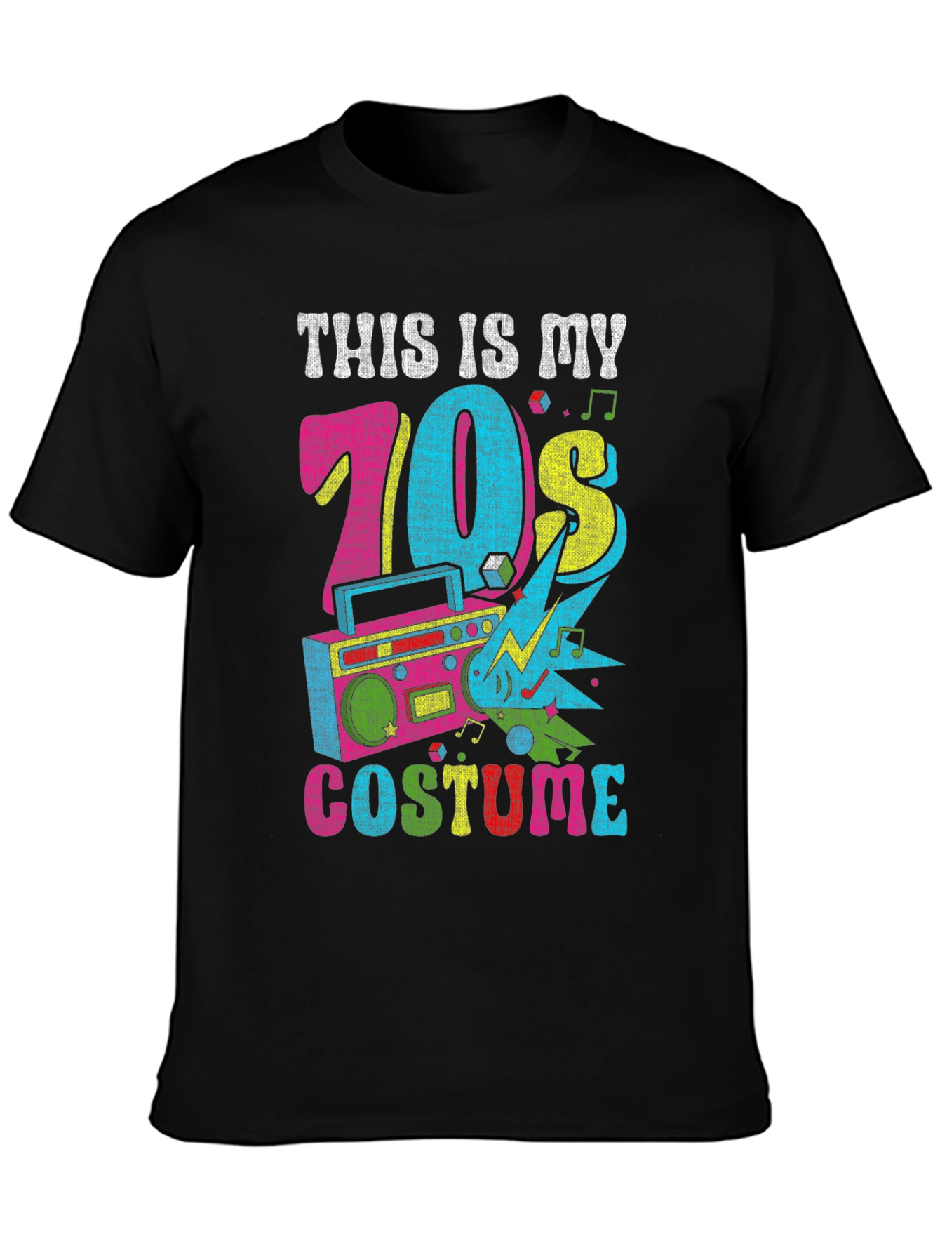 Black Retro 70s Costume T-Shirt view 3