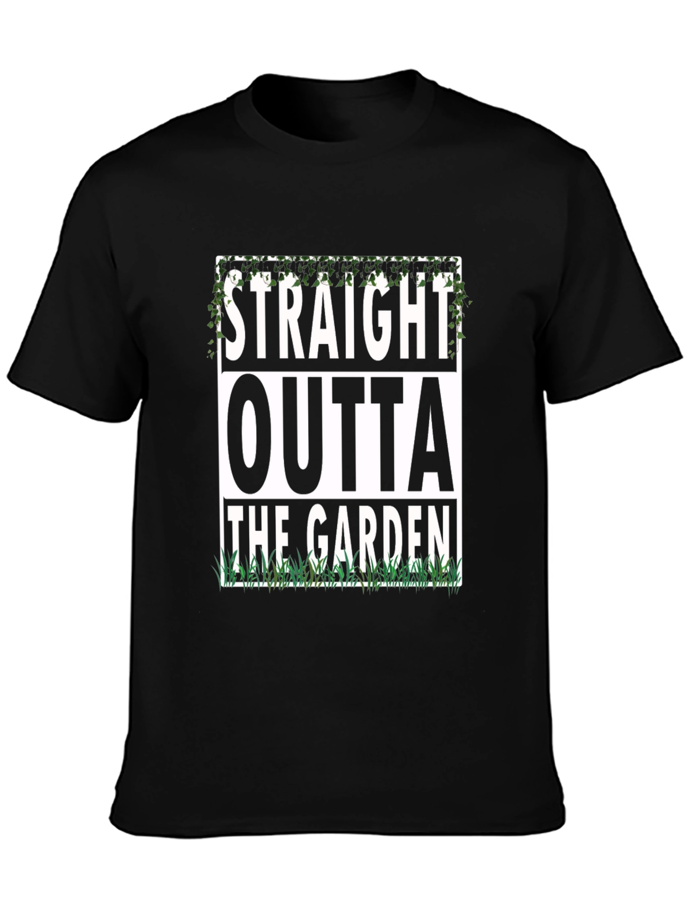Black Straight Outta The Garden Funny T-Shirt view 3