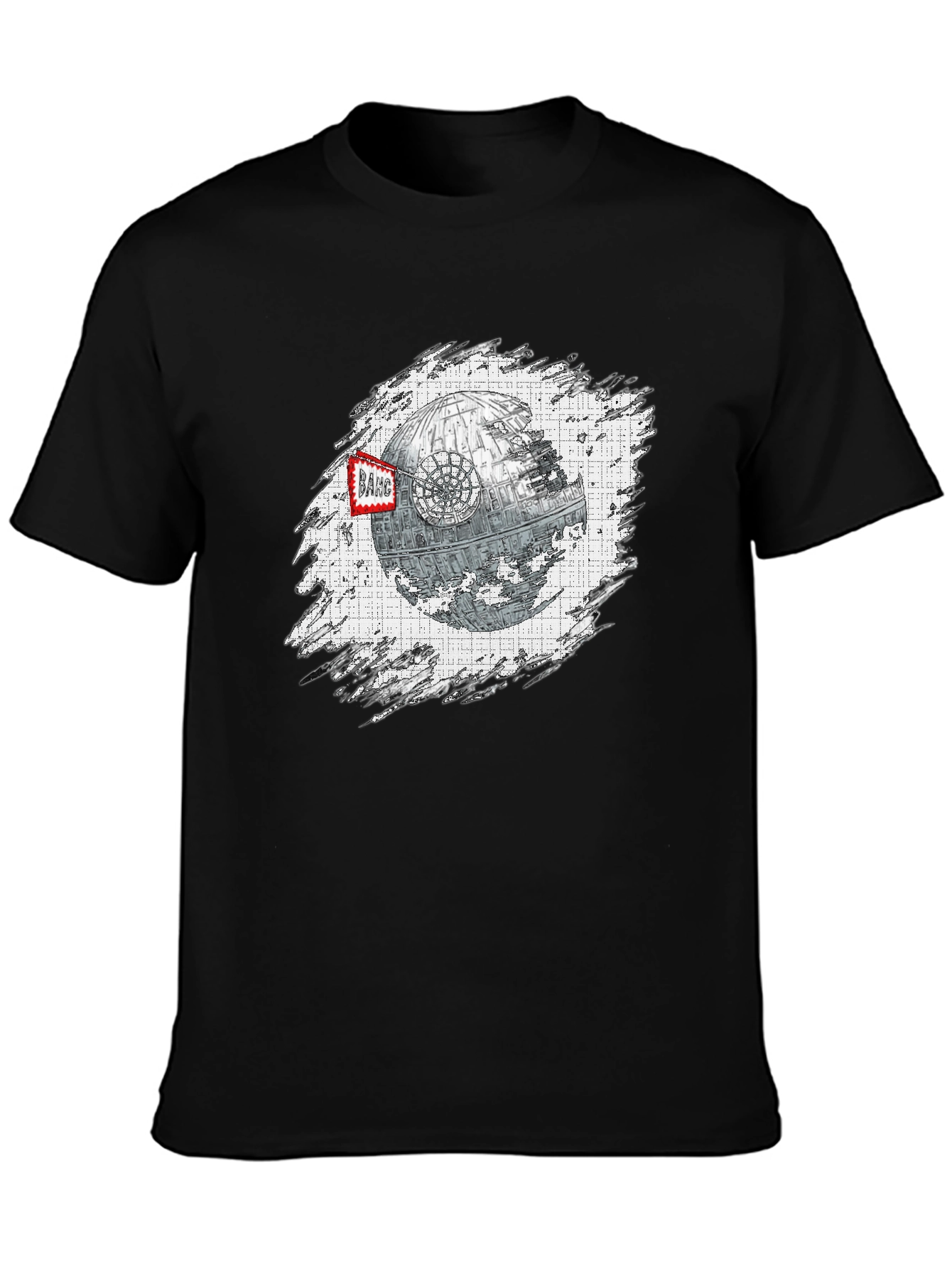 Black Death Star T-Shirt - Sci-Fi Graphic Tee view 3