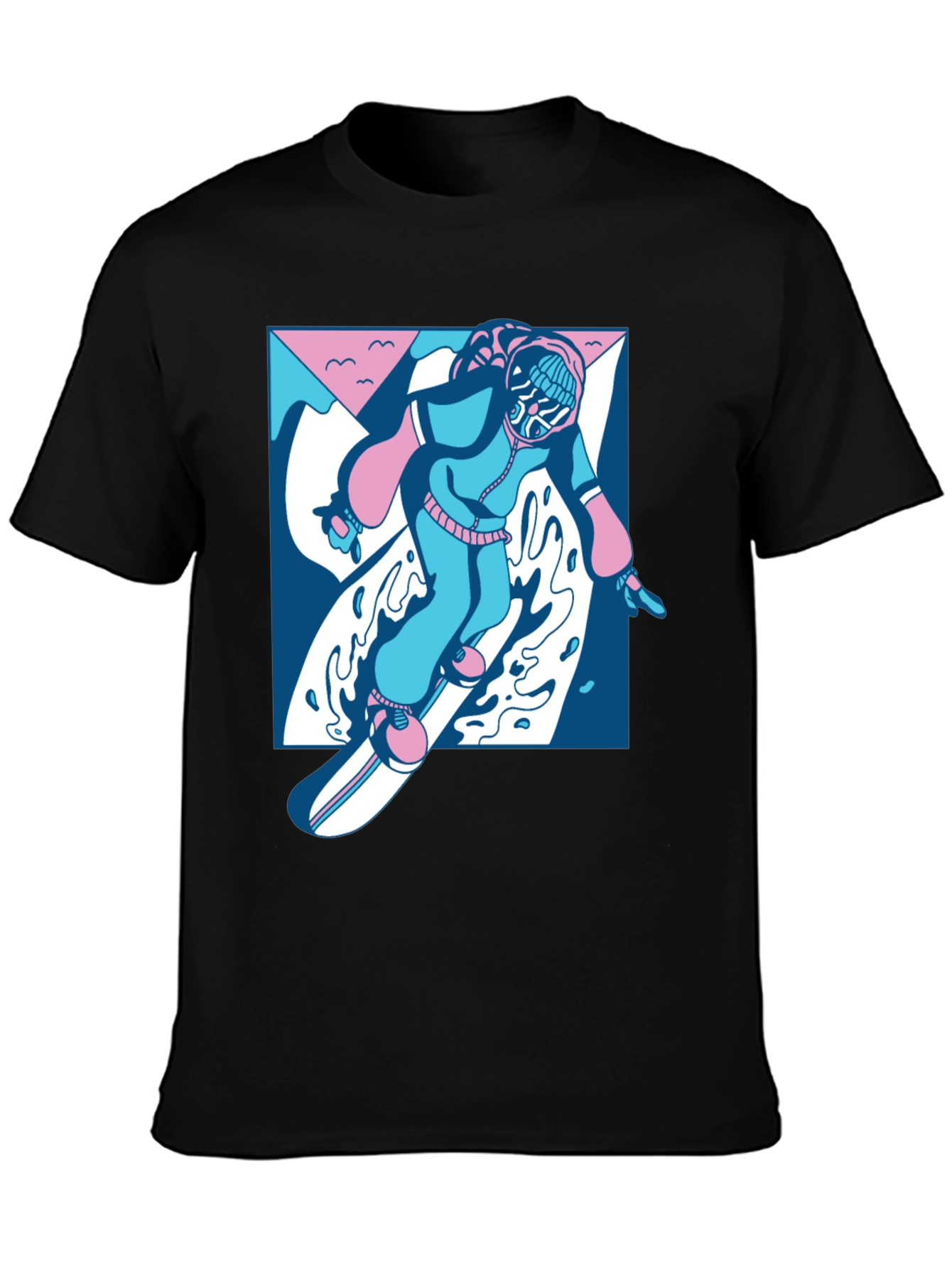 Black Retro Snowboarder Graphic Tee - Black view 3