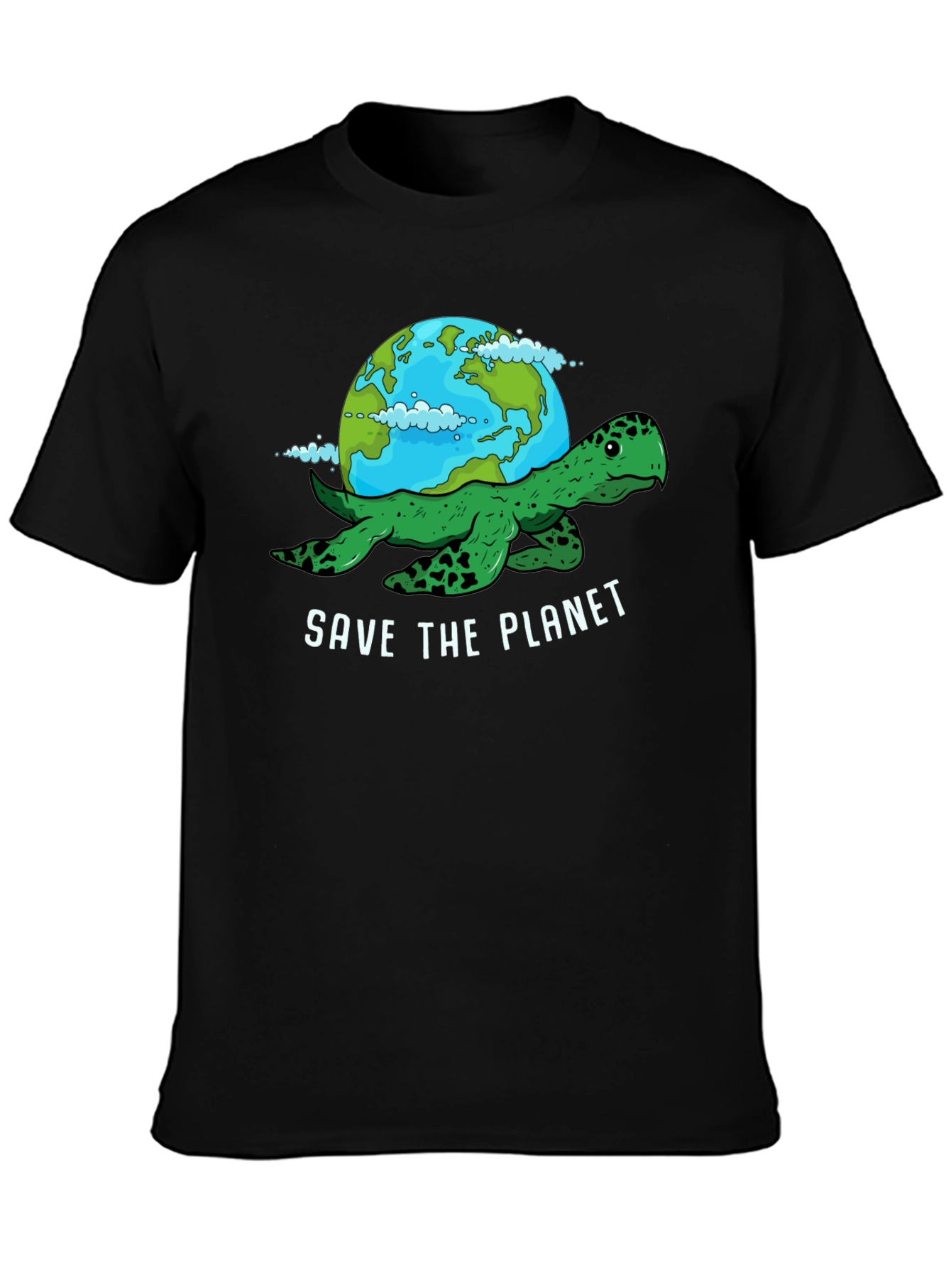 Black Save the Planet Turtle Graphic Tee view 3