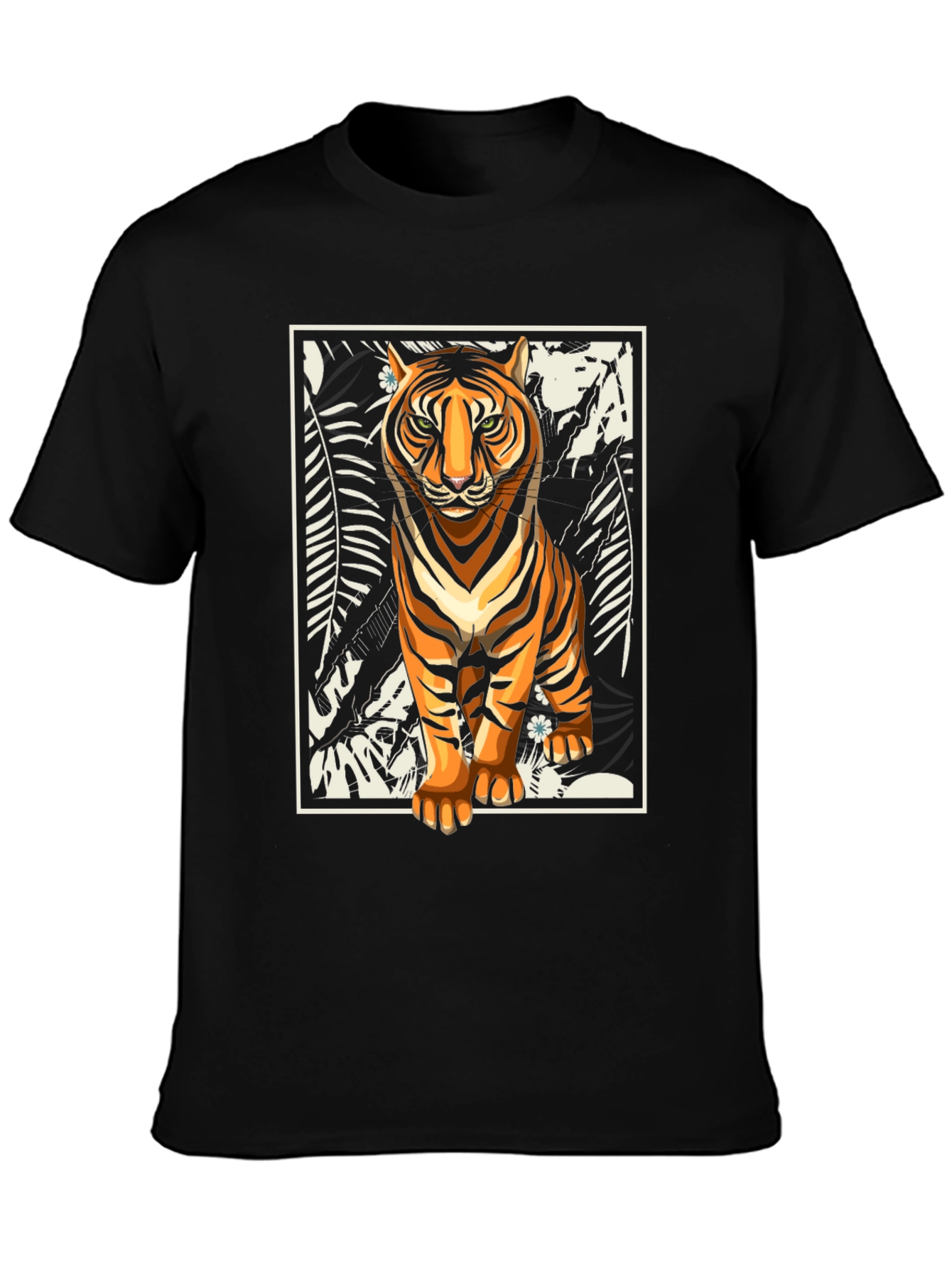 Black Tiger Graphic Print Black T-Shirt view 3