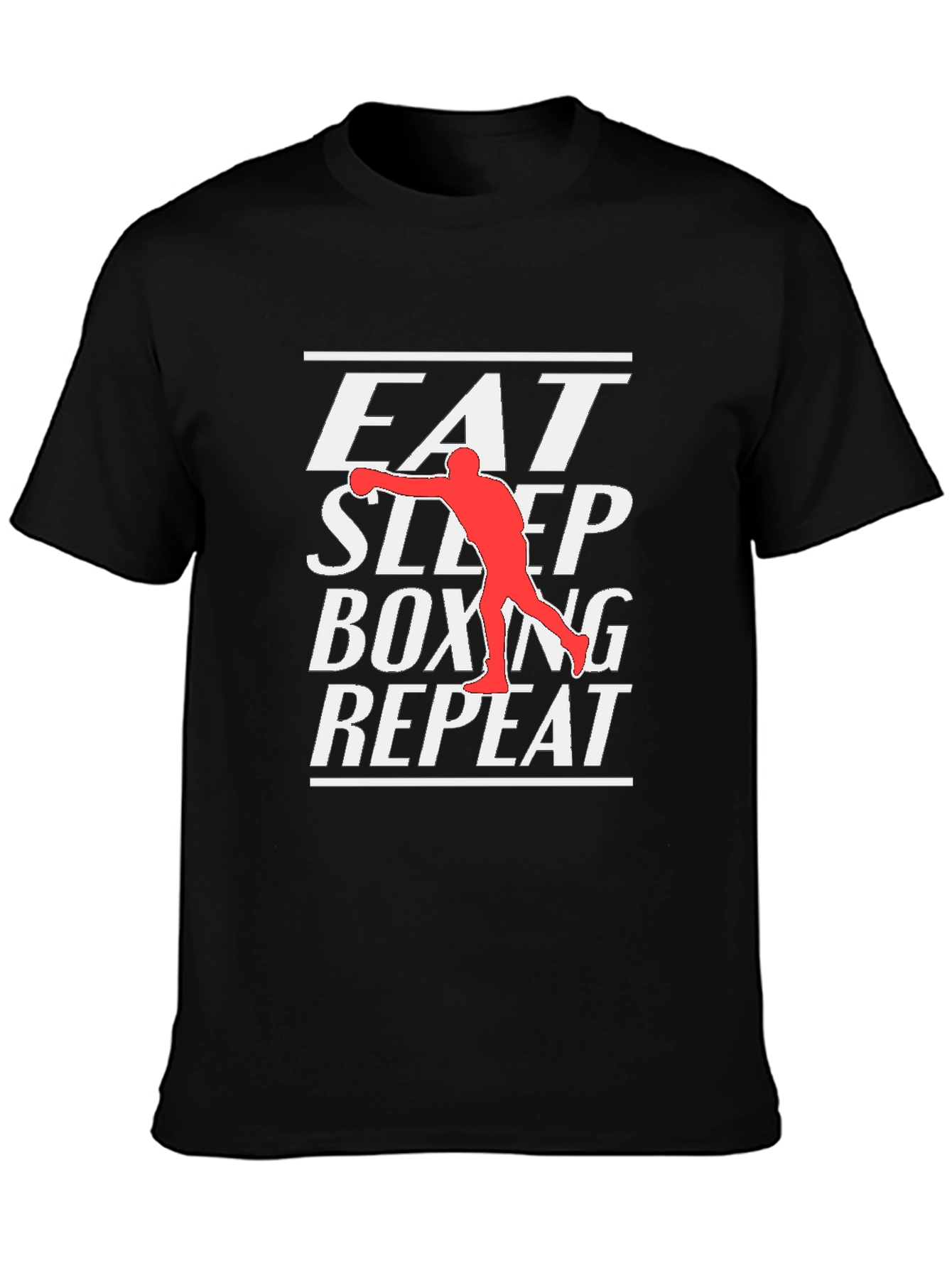 Black Eat Sleep Boxing Repeat Graphic T-Shirt view 3