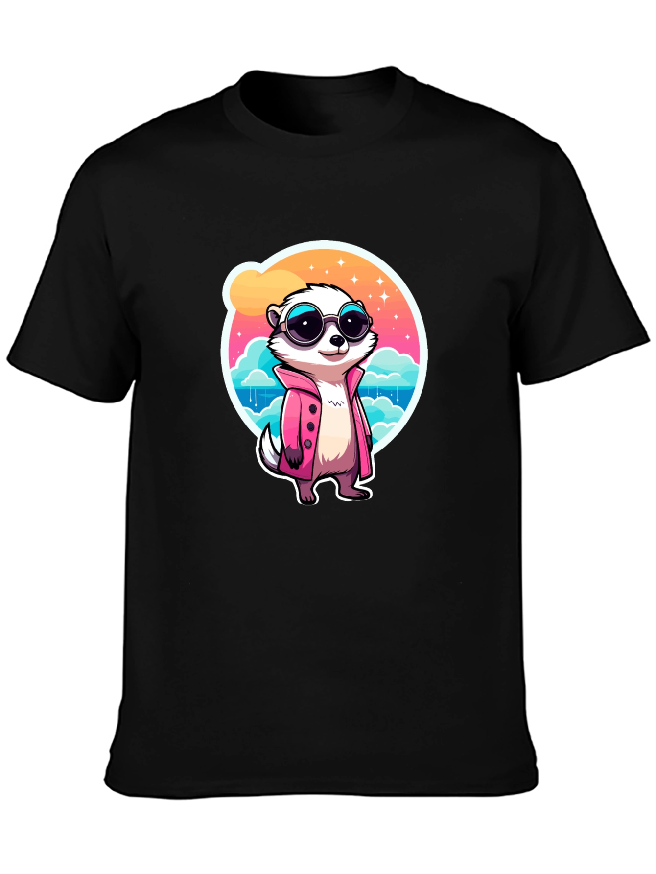 Black Cool Meerkat Graphic Tee view 3