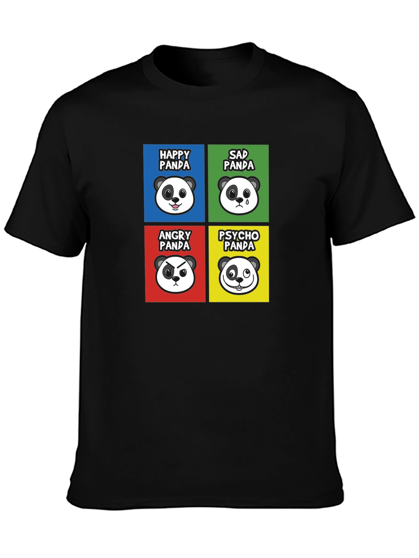 Black Emotional Panda Graphic Tee - Black Cotton Blend T-Shirt view 3