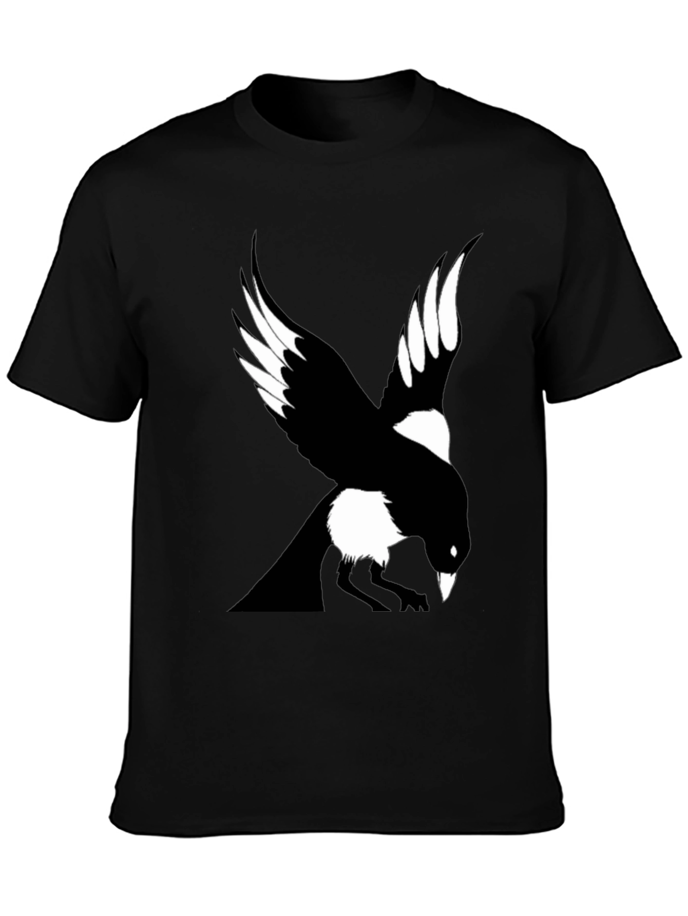 Black Raven Graphic Tee - Men's Black Crew Neck T-Shirt view 3