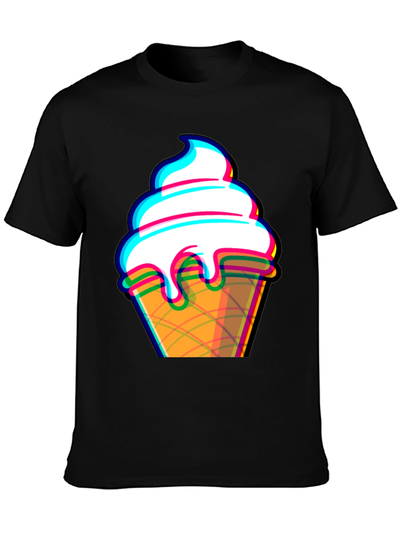 Black Ice Cream Cone Graphic Tee - Black Cotton T-Shirt view 3
