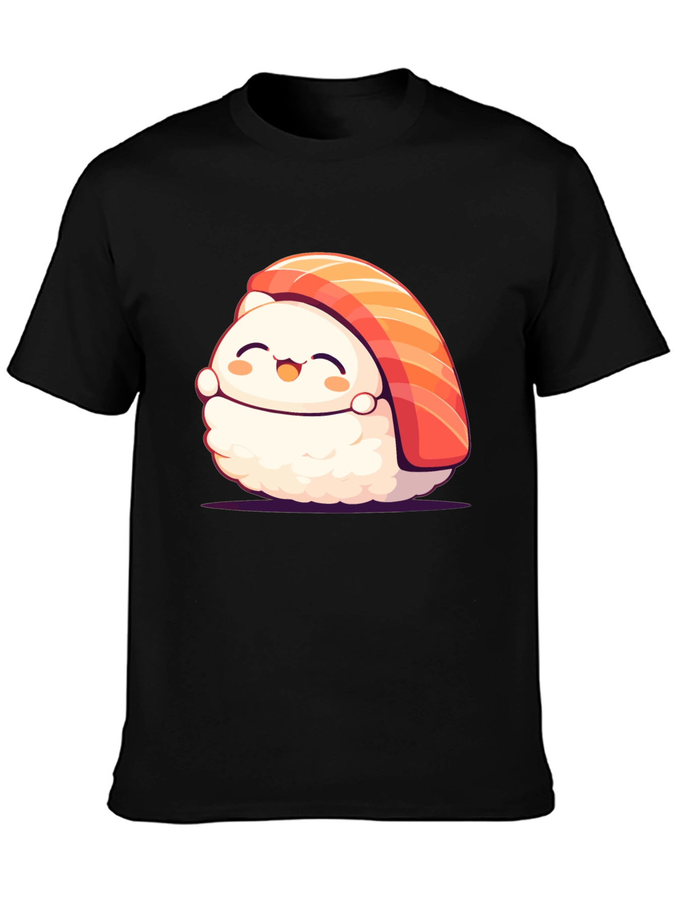 Black Cute Sushi Graphic T-Shirt - Black view 3