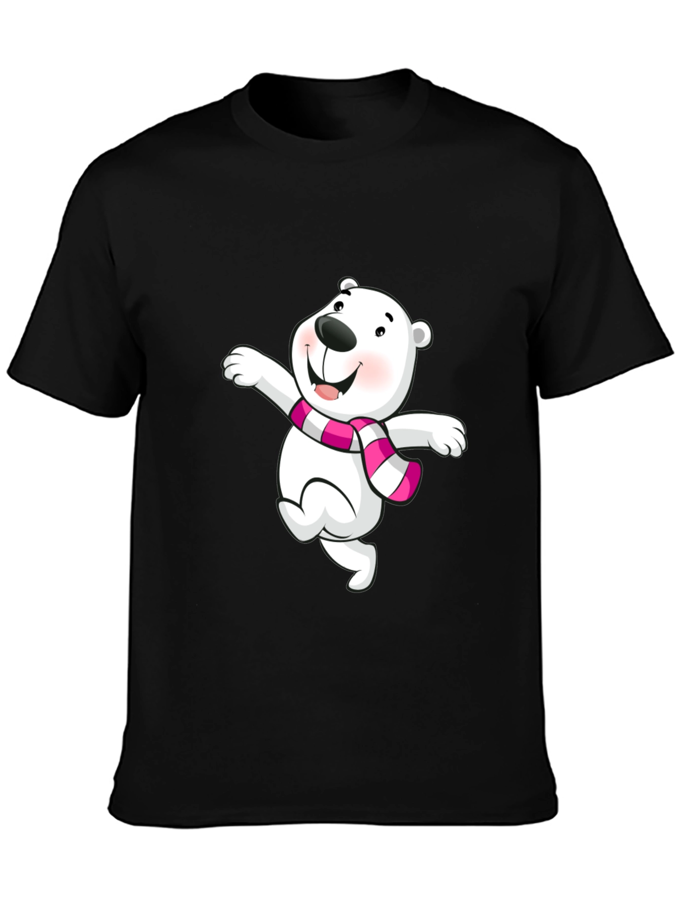 Black Cute Bear Graphic Tee - Black Cotton Blend Shirt view 3