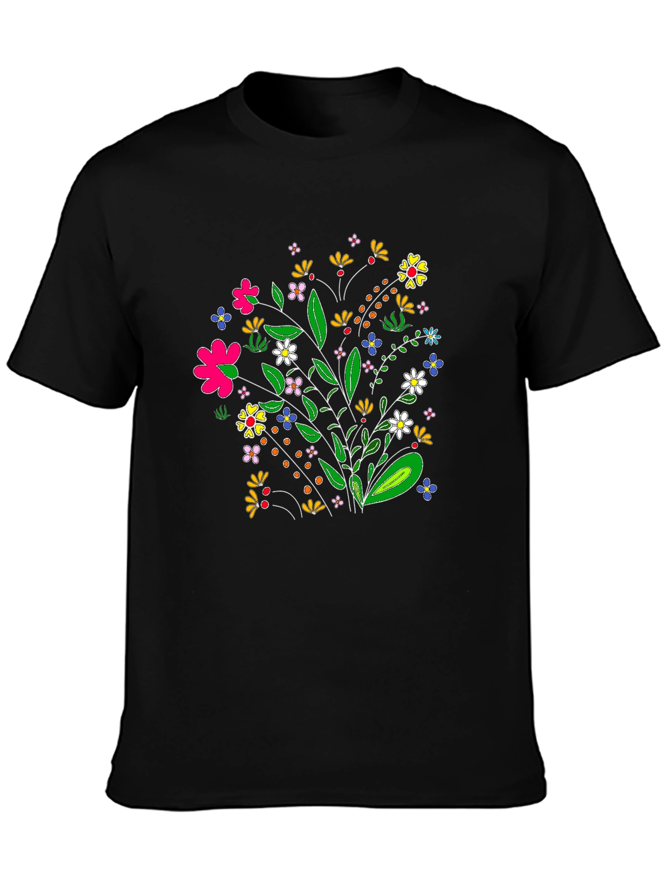 Black Floral Bouquet Graphic Tee - Black T-Shirt view 3