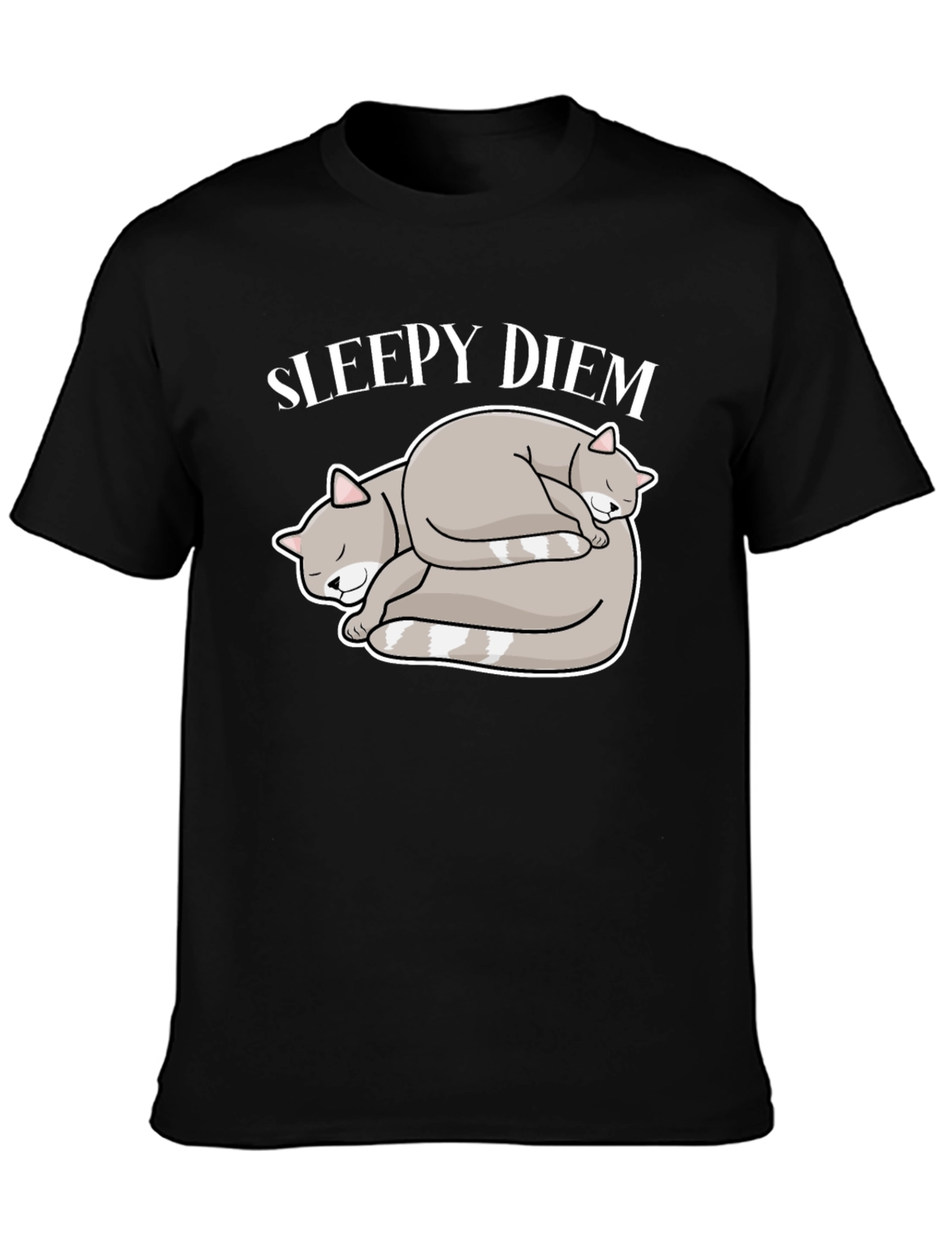 Black Sleepy Diem Cat Nap T-Shirt Black Cotton Blend view 3