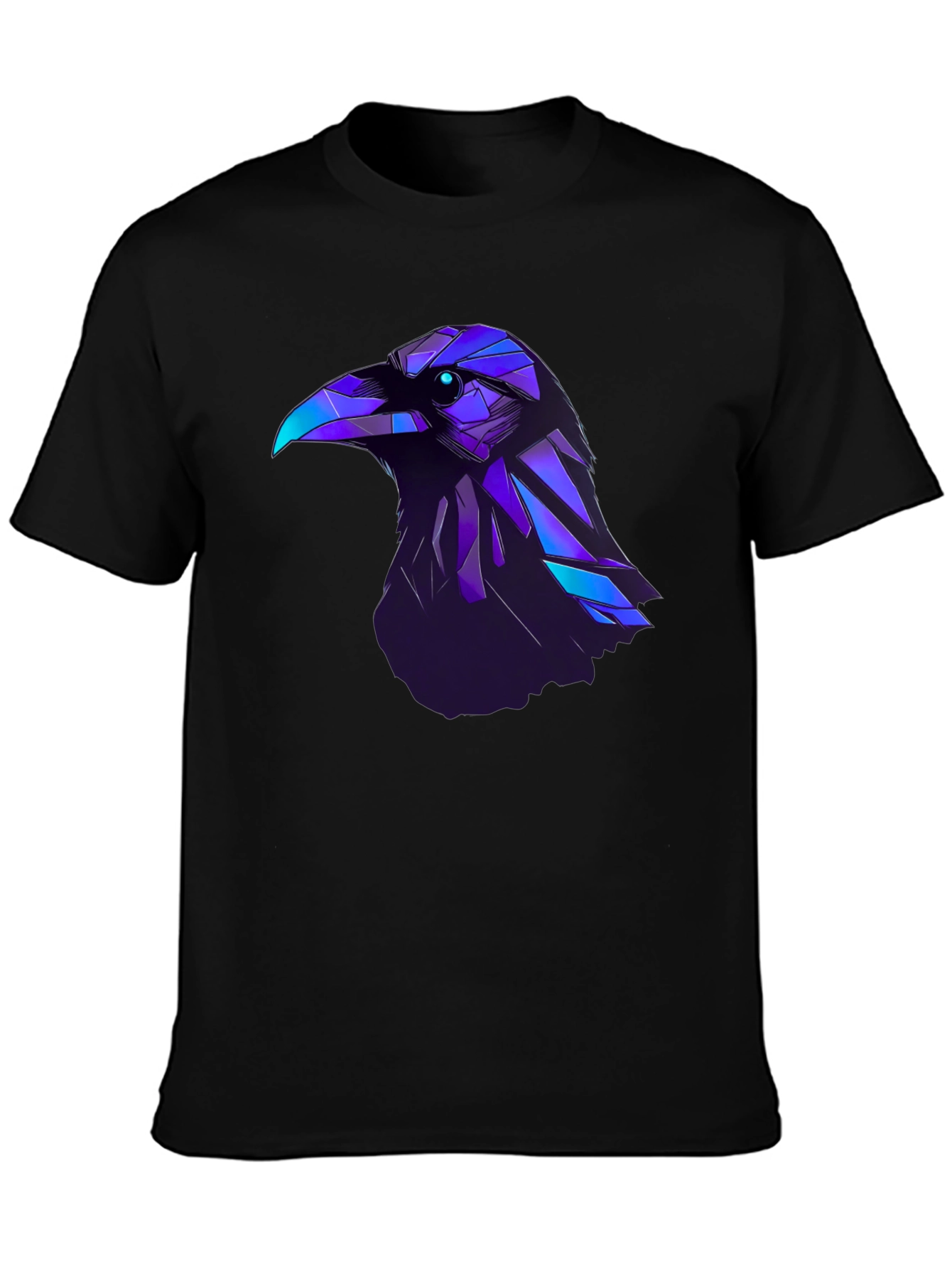 Black Raven Graphic T-Shirt - Modern Geometric Bird Design view 3