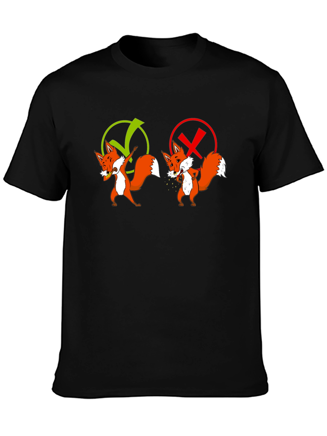 Black Funny Fox T-Shirt - Right vs Wrong view 3