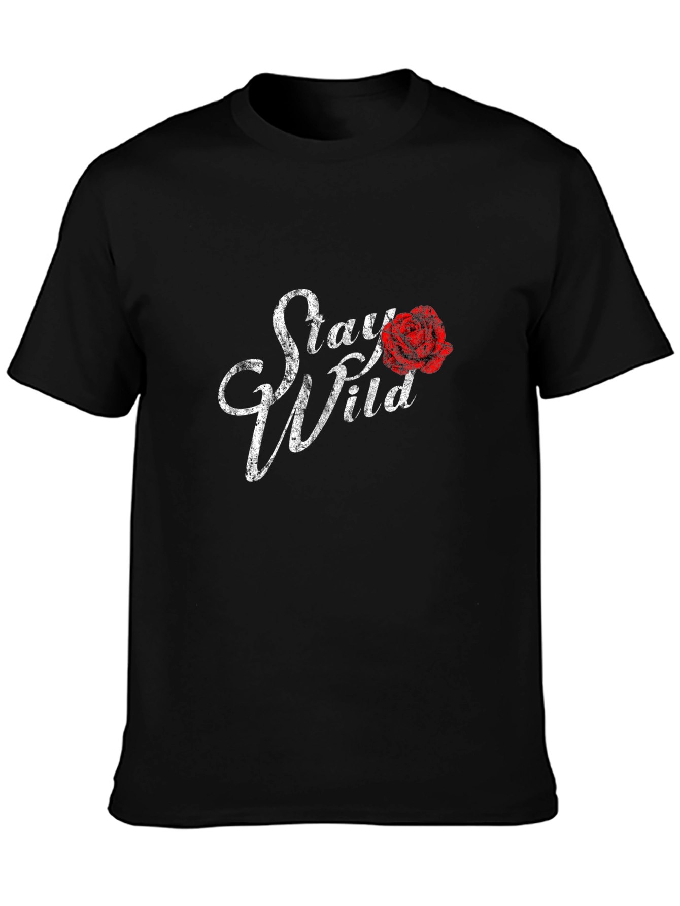 Black Stay Wild Rose Graphic Black T-Shirt view 3