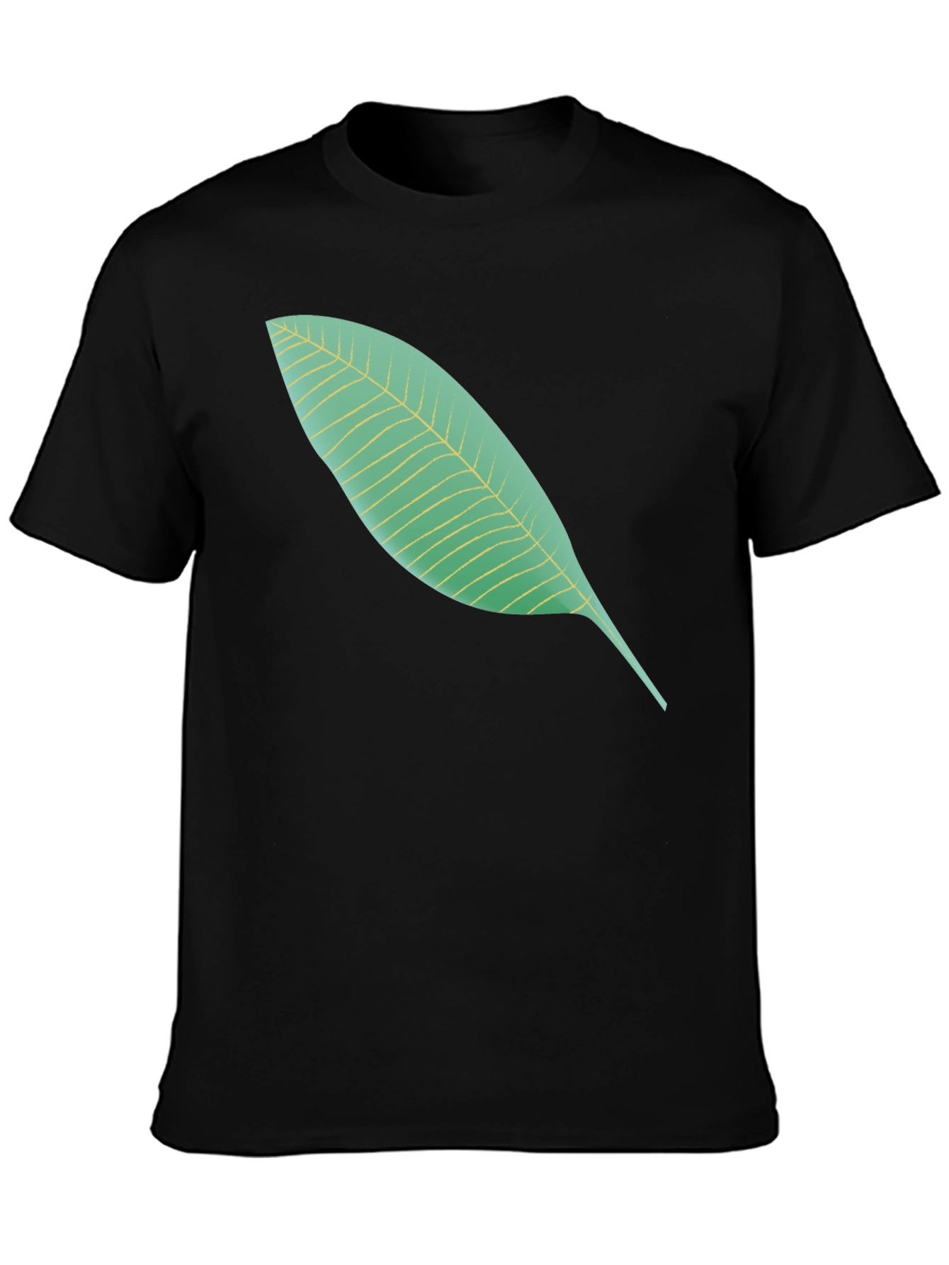 Black Leaf Graphic Black T-Shirt - Casual Style view 3
