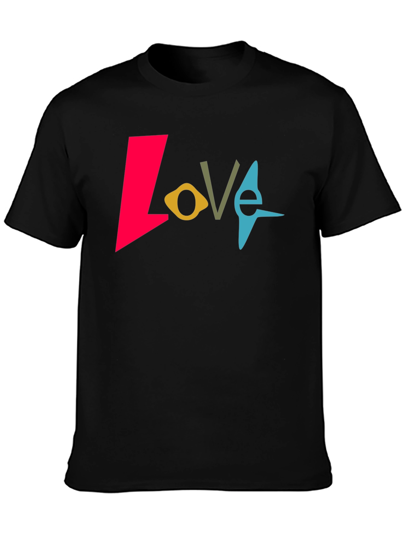 Black Colorful 'Love' Graphic Black T-Shirt view 3