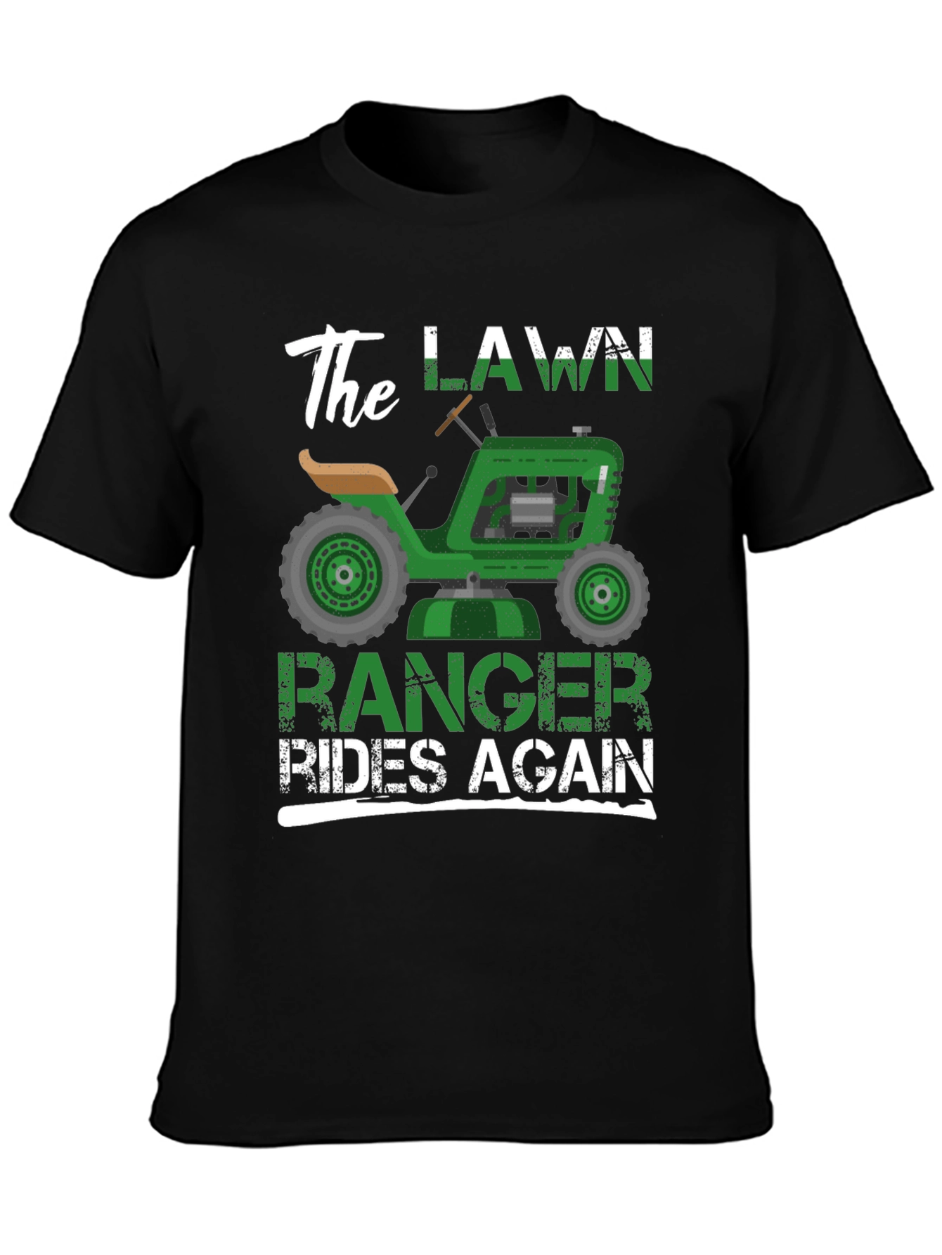 Black The Lawn Ranger Rides Again - Funny T-Shirt view 3