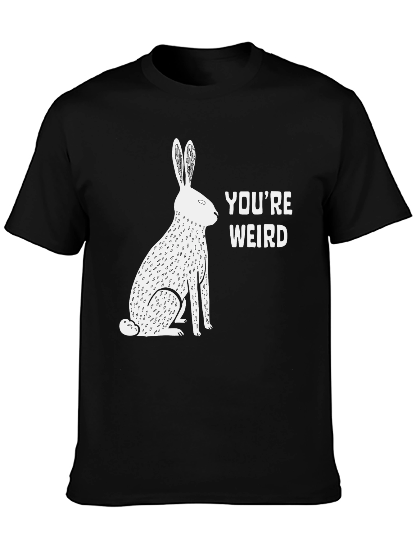 Black You're Weird Rabbit Graphic Tee - Unisex view 3