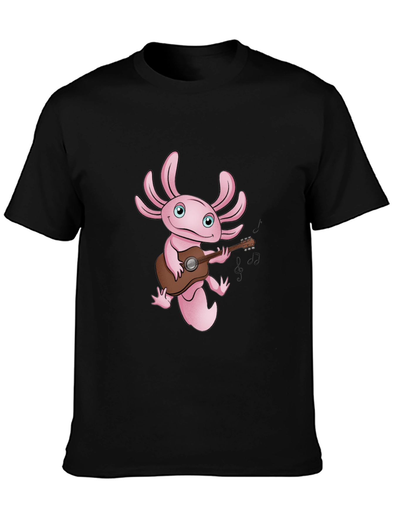 Black Axolotl Guitar Player Graphic T-Shirt - Black view 3