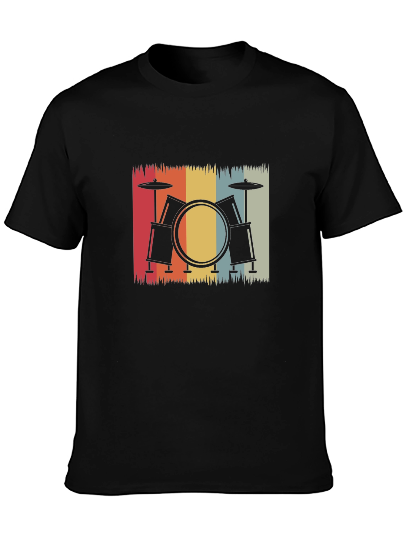 Black Retro Drum Set Graphic Tee - Musician's Essential view 3
